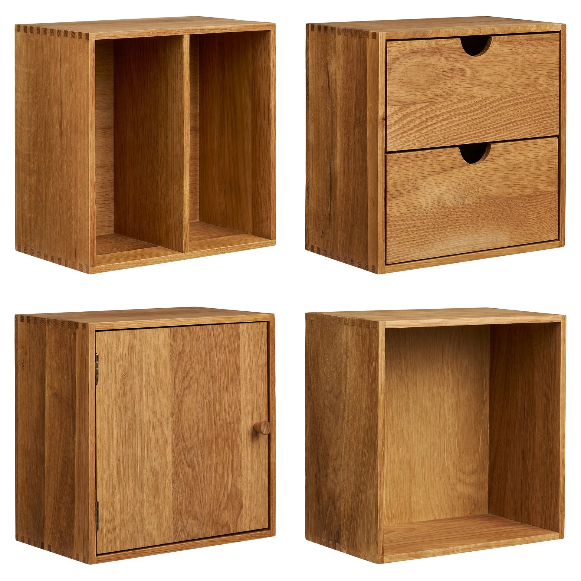 Rafturi de perete Townsville, set de 4 - Stejar - Natural