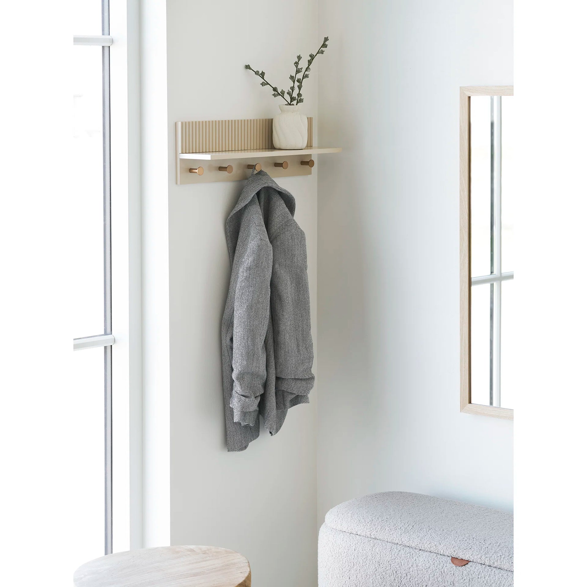 Rocca Wall Shelf cu cârlige - MDF - Beige