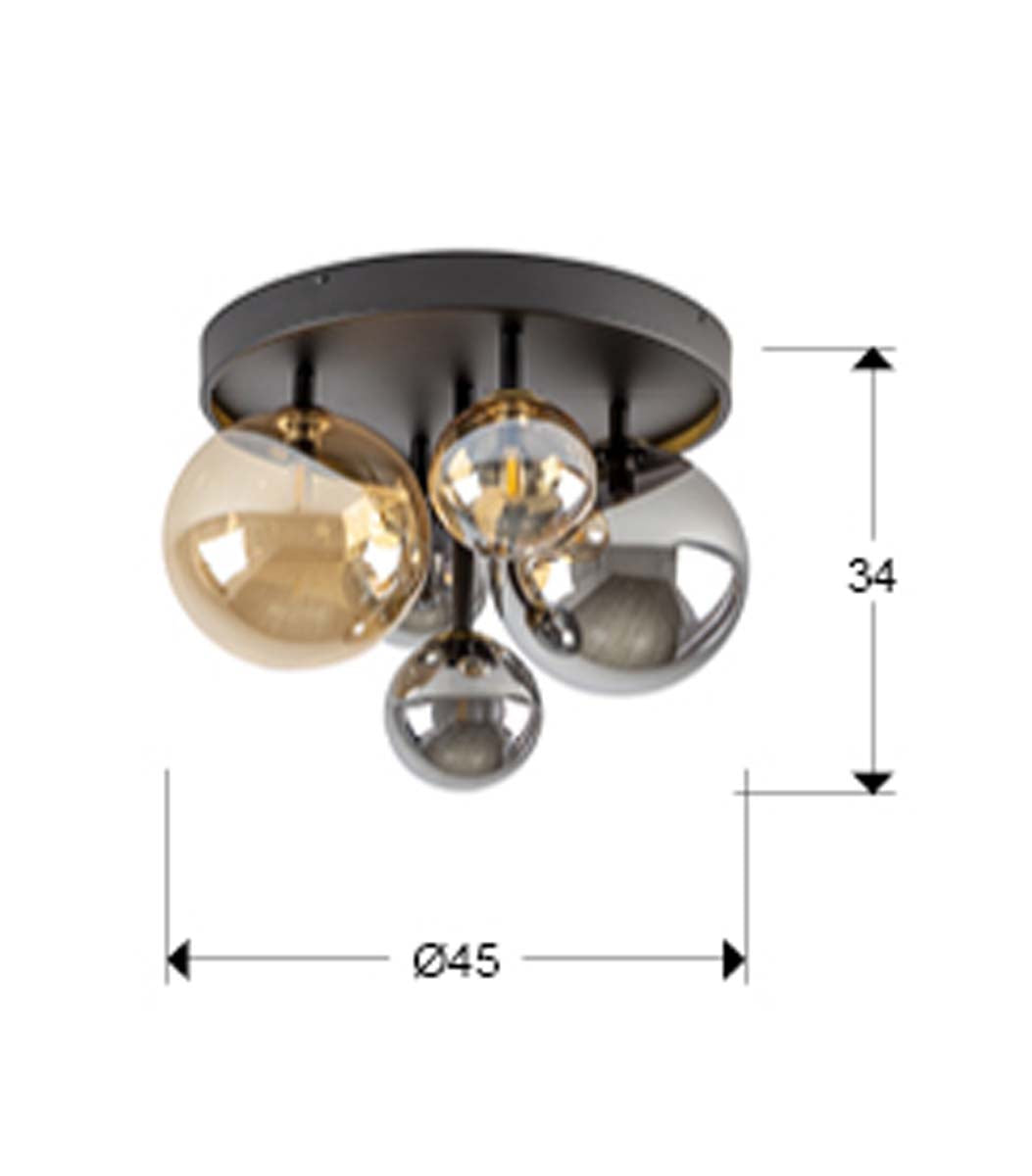 LAMPĂ DE TAVAN ÎNCHISĂ LA CURTE 5L., NEGRU-ALAMĂ