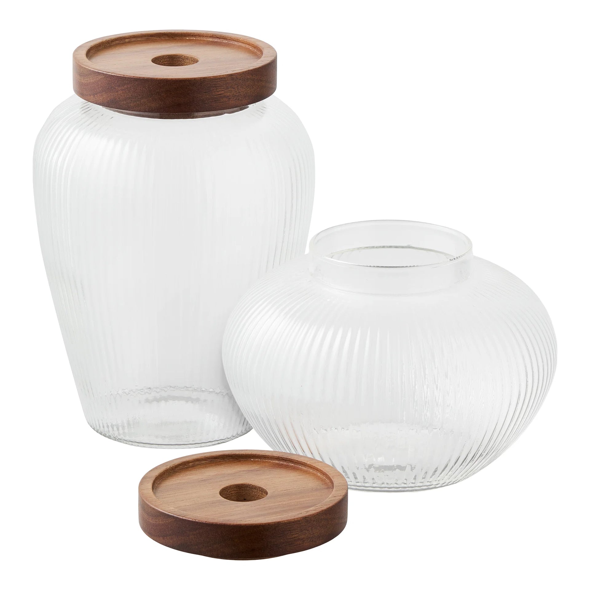 Vasul de depozitare Maya - sticlă, lemn de acacia - sticlă