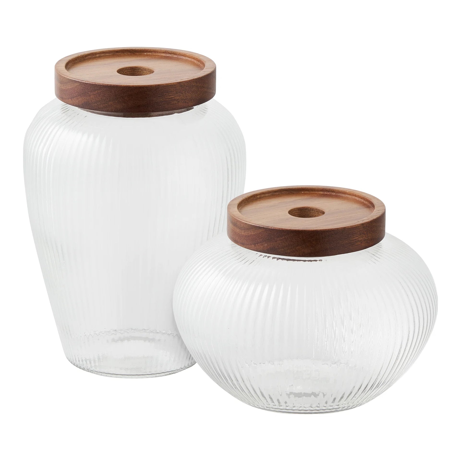 Vasul de depozitare Maya - sticlă, lemn de acacia - sticlă