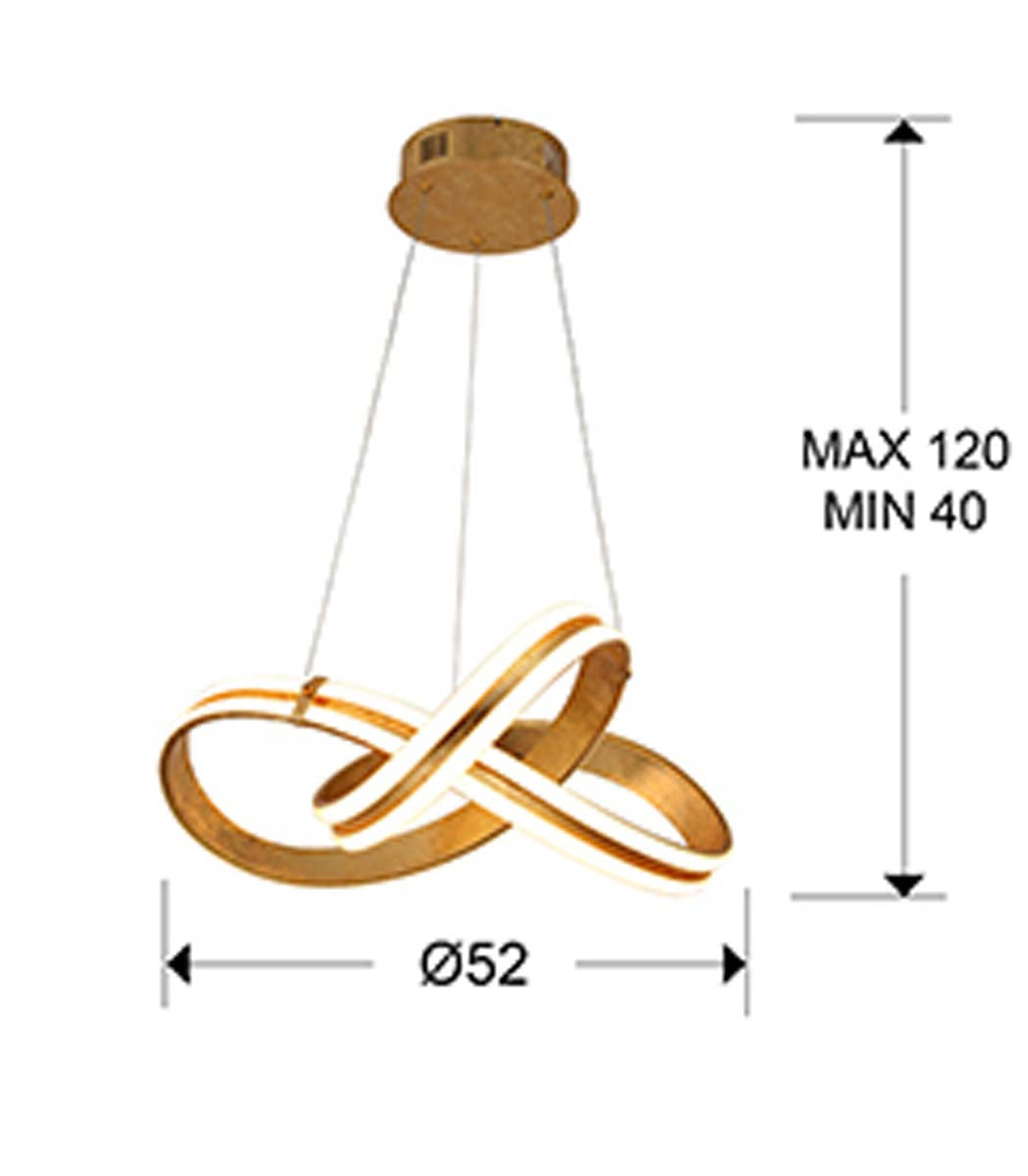 LAMPĂ LAZAS, FOUĂ DE AUR, 52 cm
