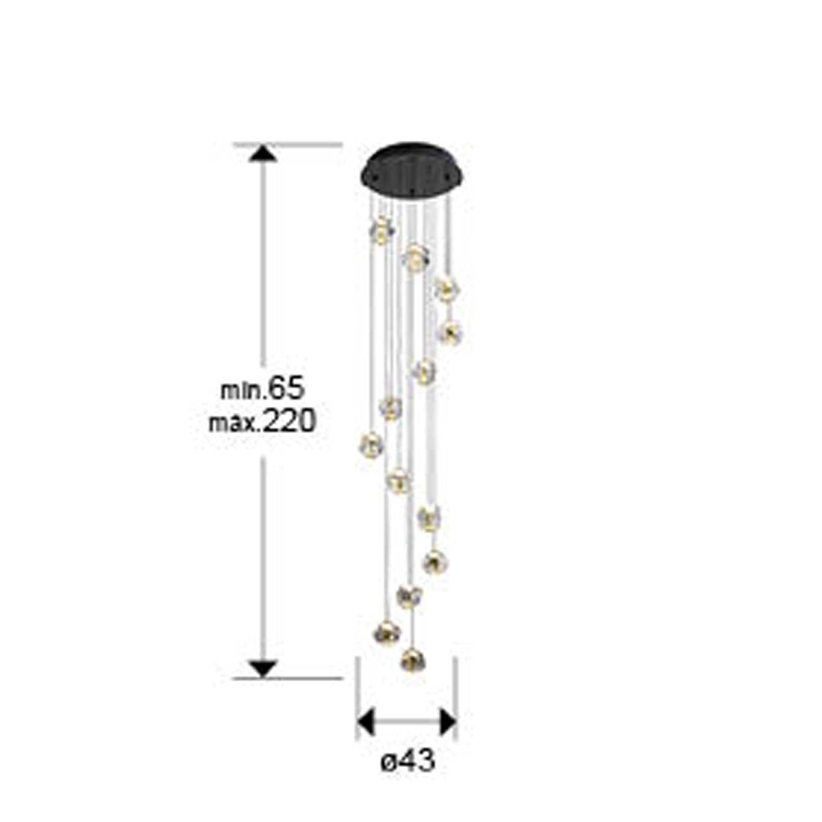 Lampă ZARIA 13L - Negru/Auriu/Transparent D60 Dimm