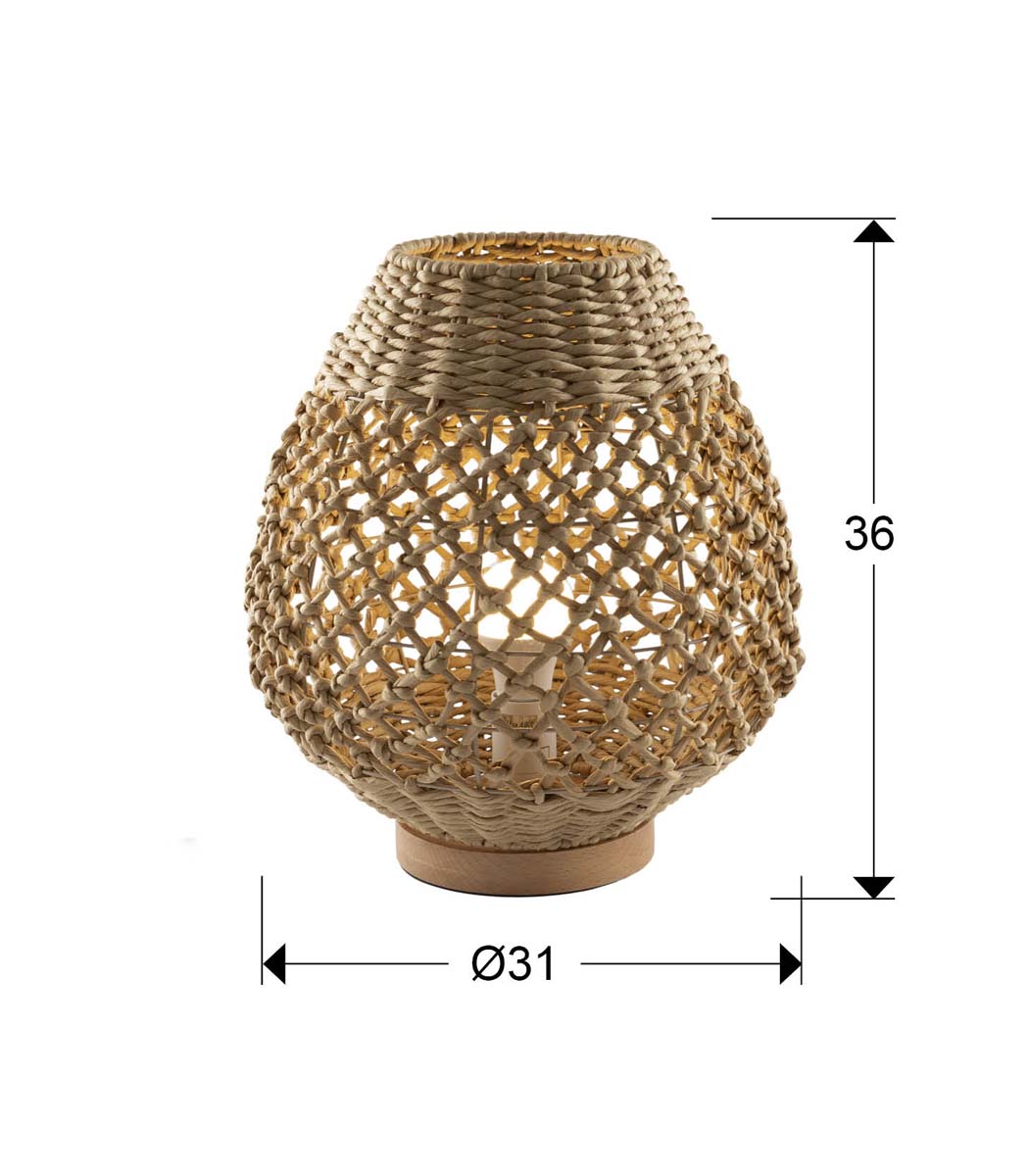 YAIZA - LAMPĂ DE MASĂ DIN HÂRTIE ÎMPLETITĂ 35 cm