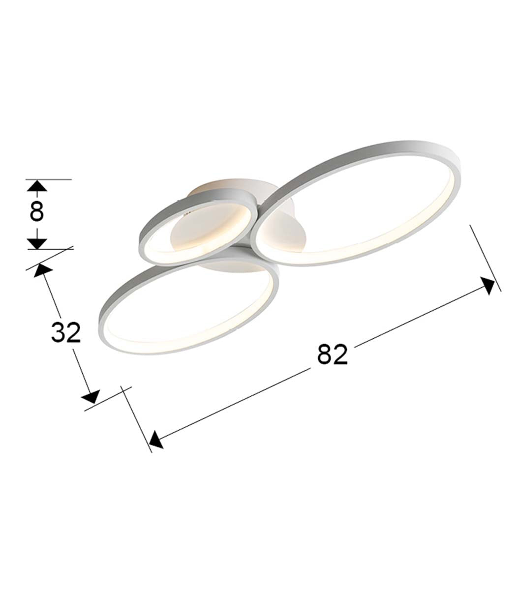 Lampă de tavan LED SIOS, 3 inele, alb