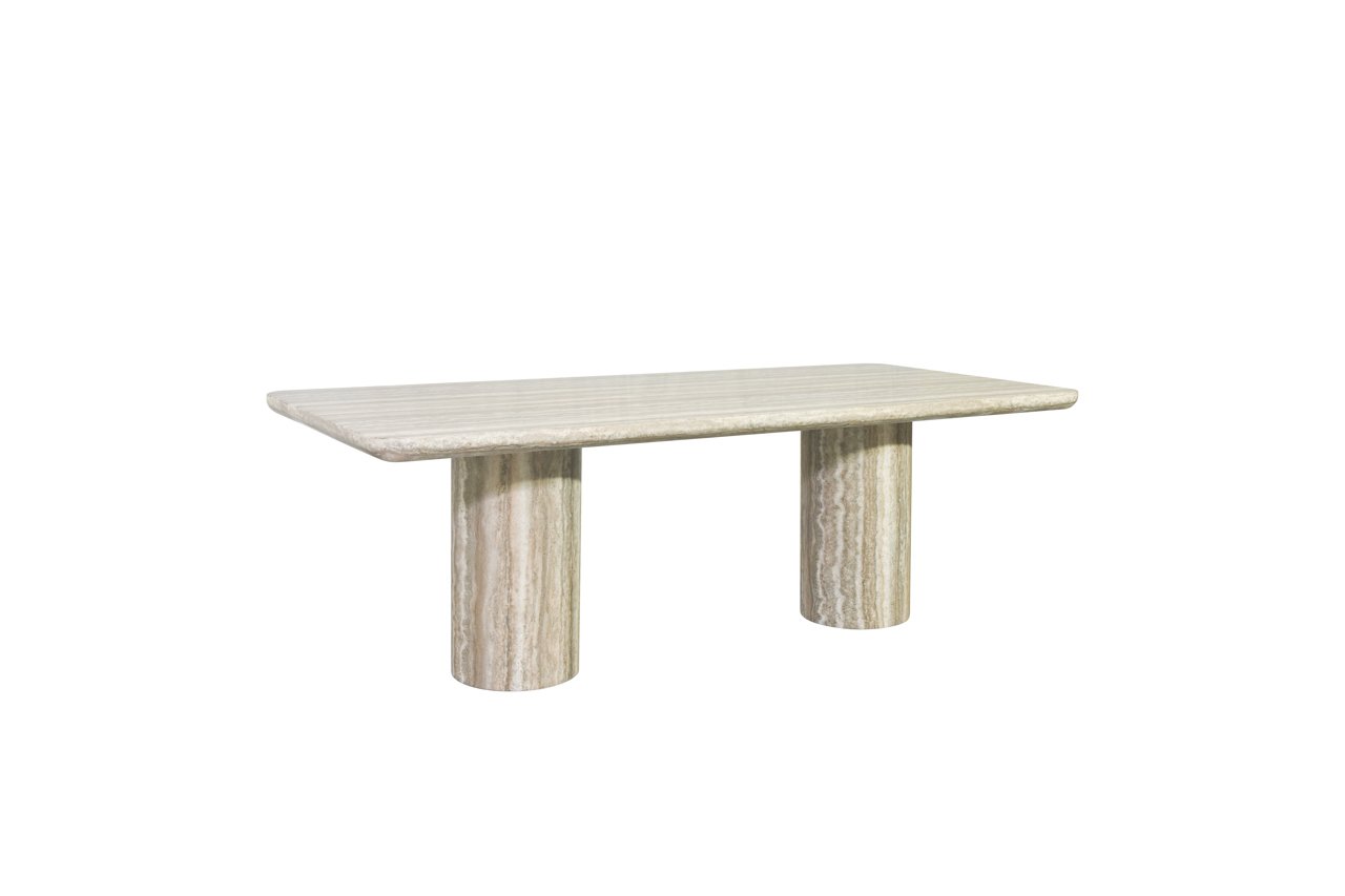 Dining Table Denizly Grey 225 Faux Travertine