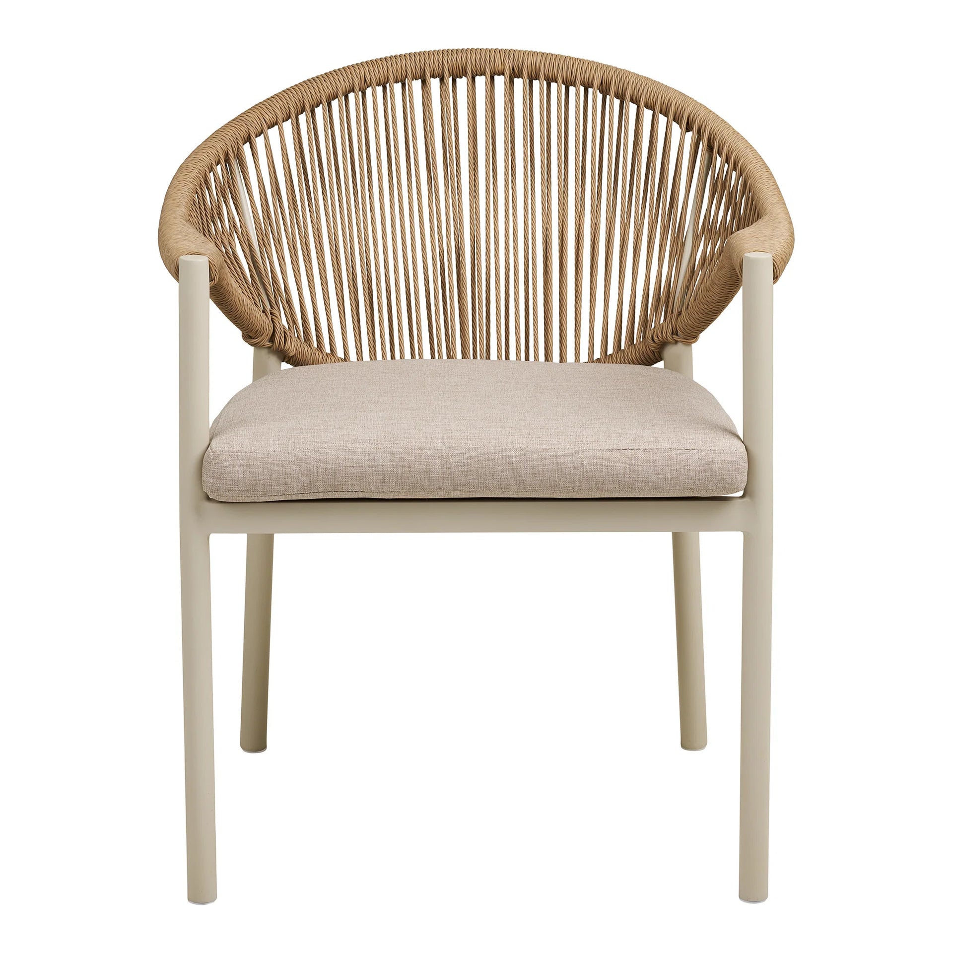 Scaunul de masă Abela - PE Rattan, aluminiu, poliester - nisip / natural