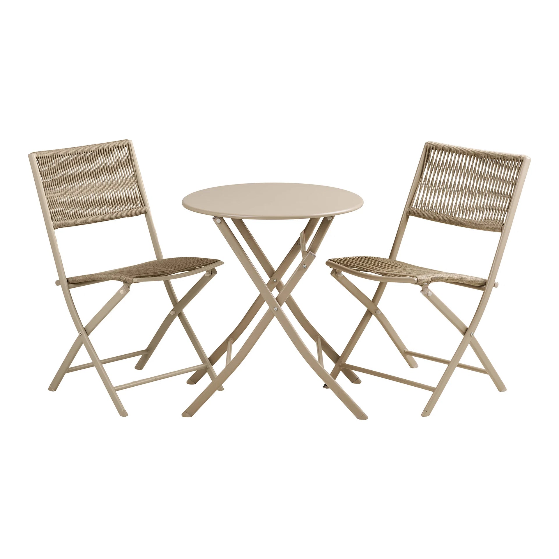 Arcas Bistro Set - frânghie, oţel - Taupe