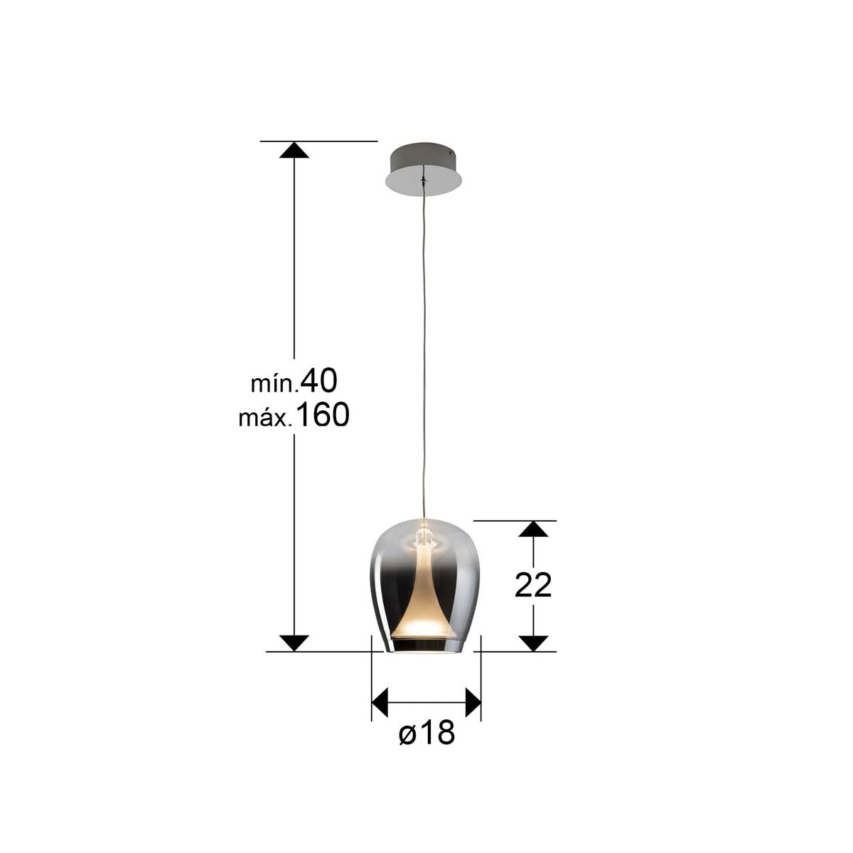 SUSPIRO - LAMPĂ CROMATĂ-FUMURIE D18
