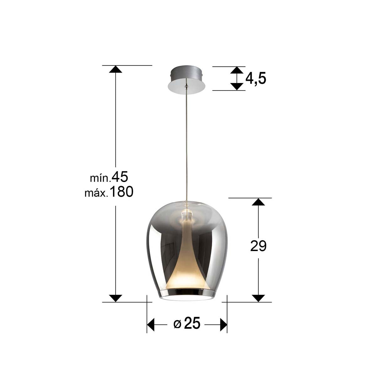 SUSPIRO - LAMPĂ CROMATĂ-FUMURIE D25