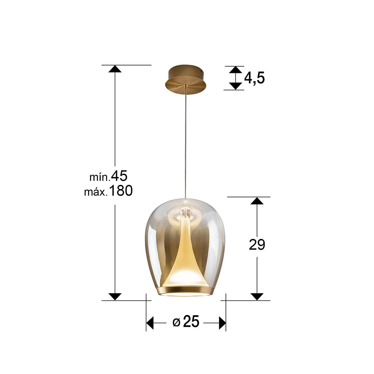 SUSPIRO - LAMPĂ AURIE-CHIHLIMBARĂ D25