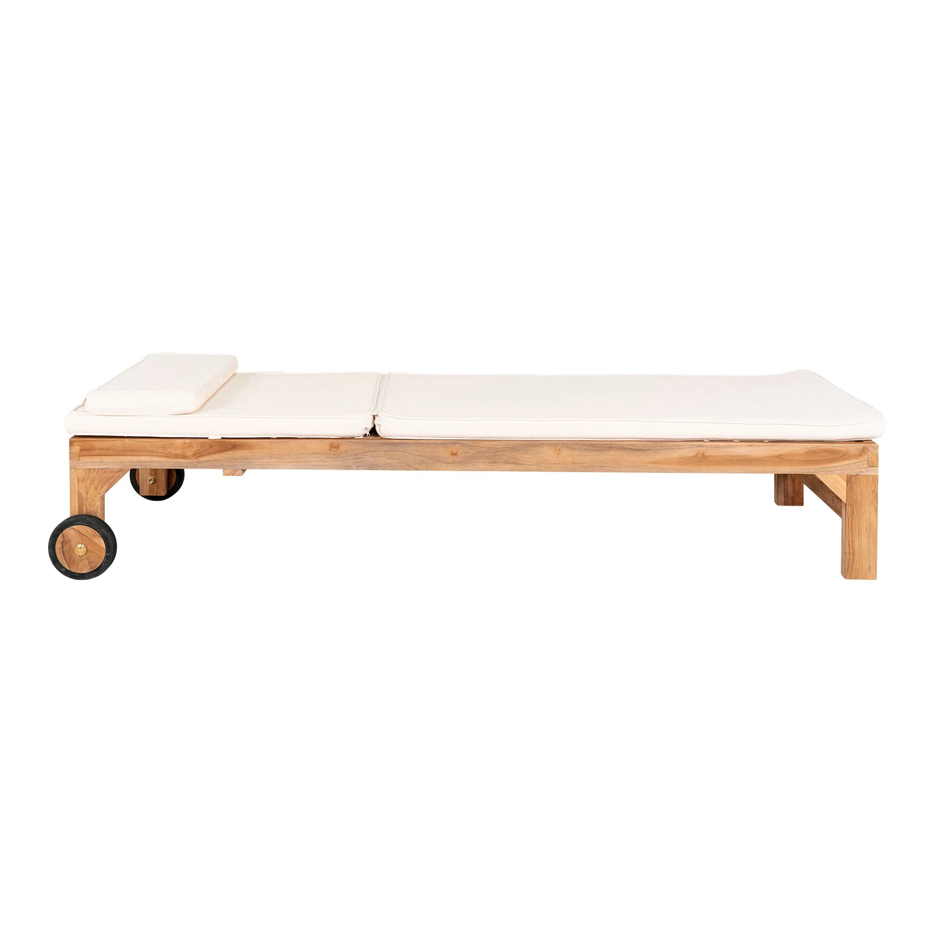 Andorra Sun Lounger cu Cushion - Teak, bumbac - natural / alb
