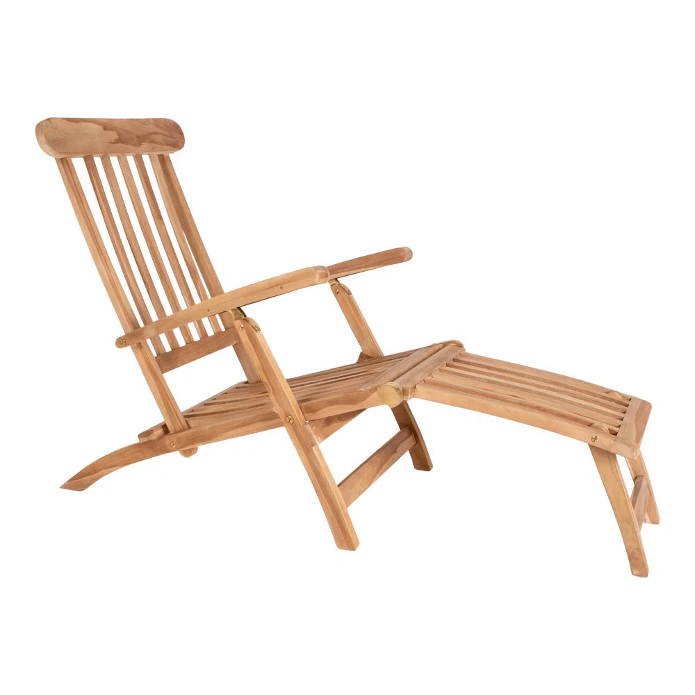 Scaun de punte Arrecife cu perna - teak, bumbac - natural / alb