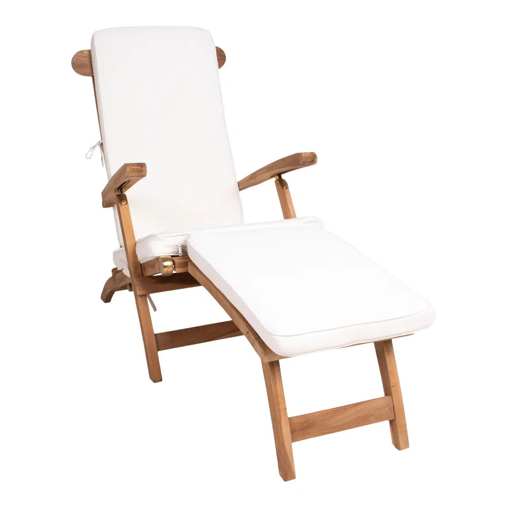 Scaun de punte Arrecife cu perna - teak, bumbac - natural / alb