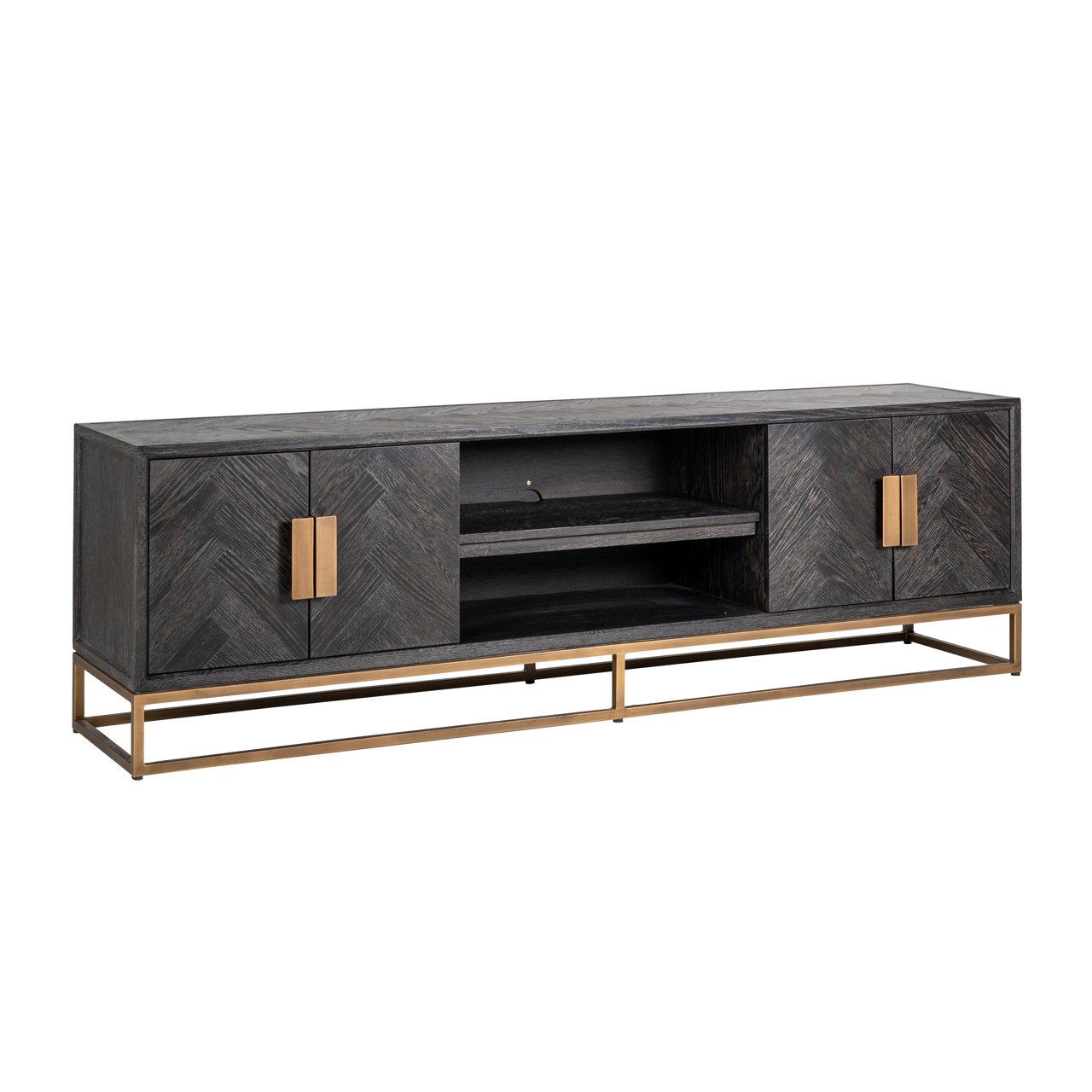 Tv Cabinet Blackbone Brass Black Rustic 200