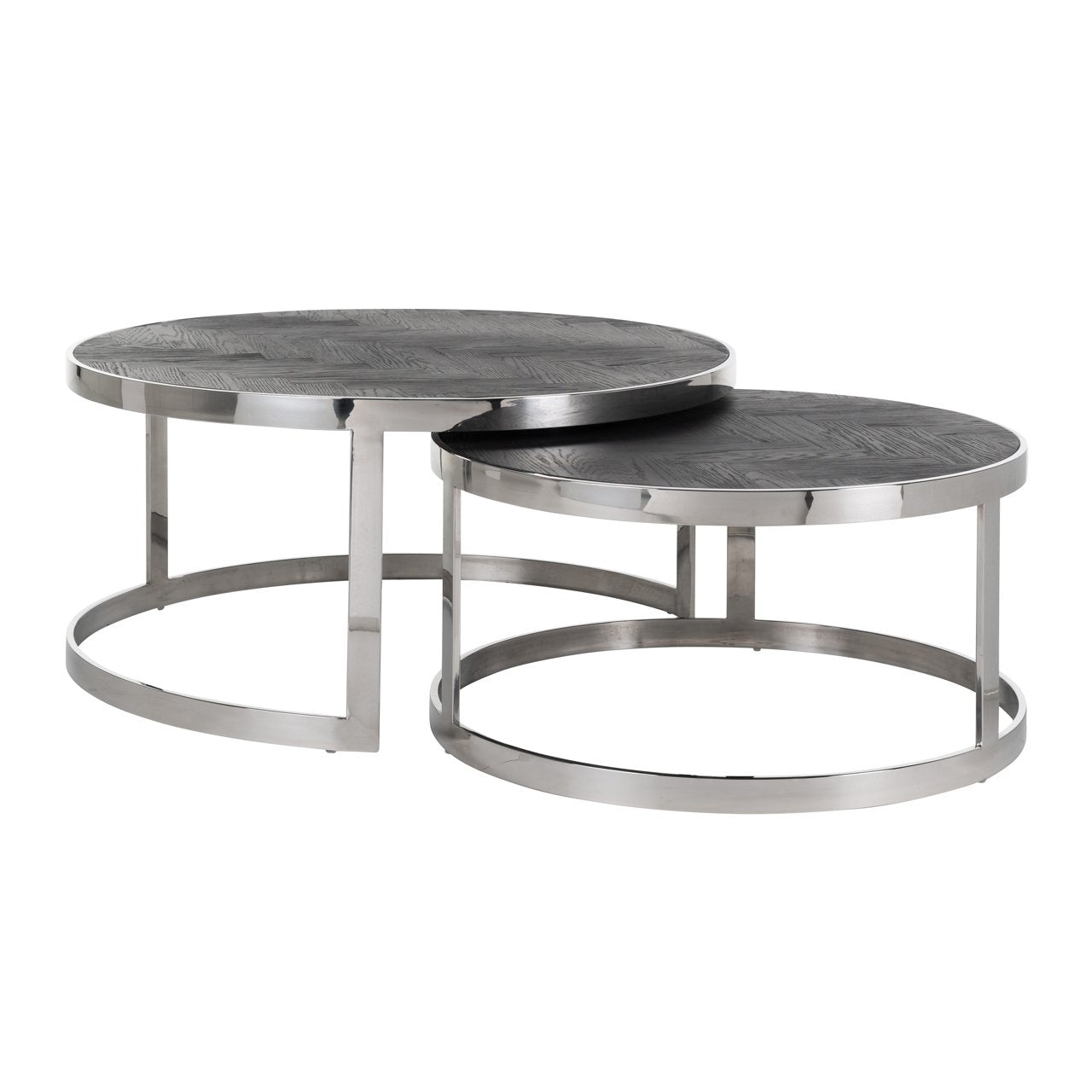 Coffee Table Blackbone Silver Black Rustic (Set Of 2)