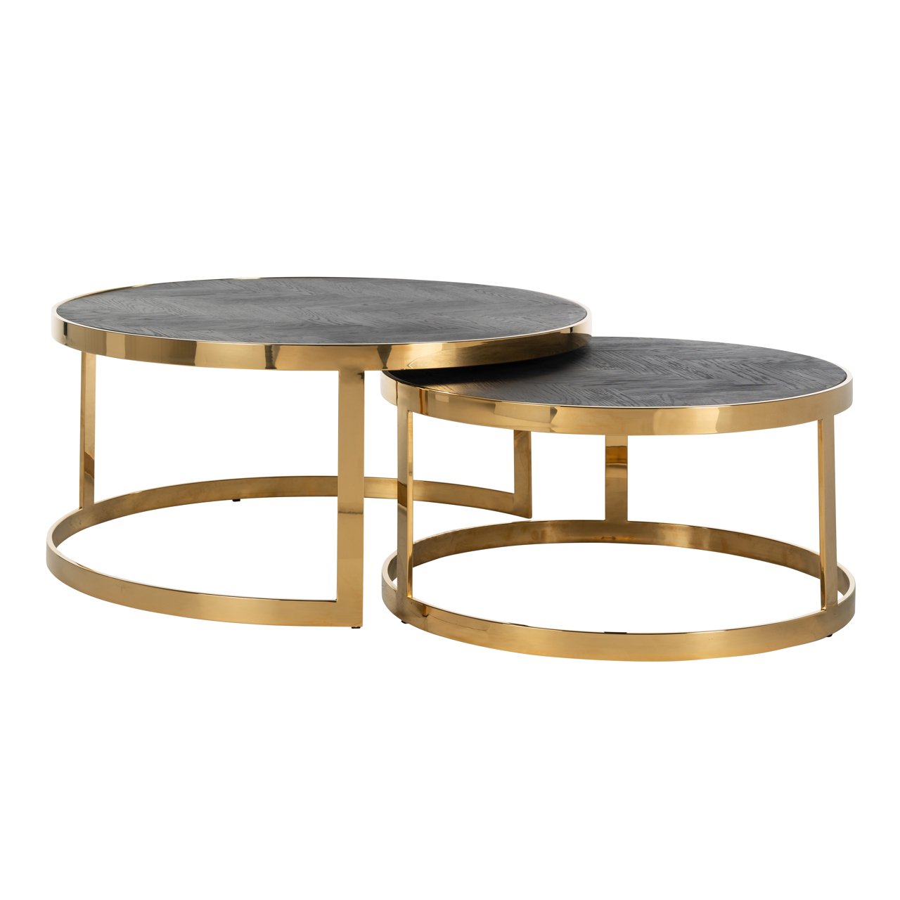 Coffee Table Blackbone Gold Black Rustic (Set Of 2)