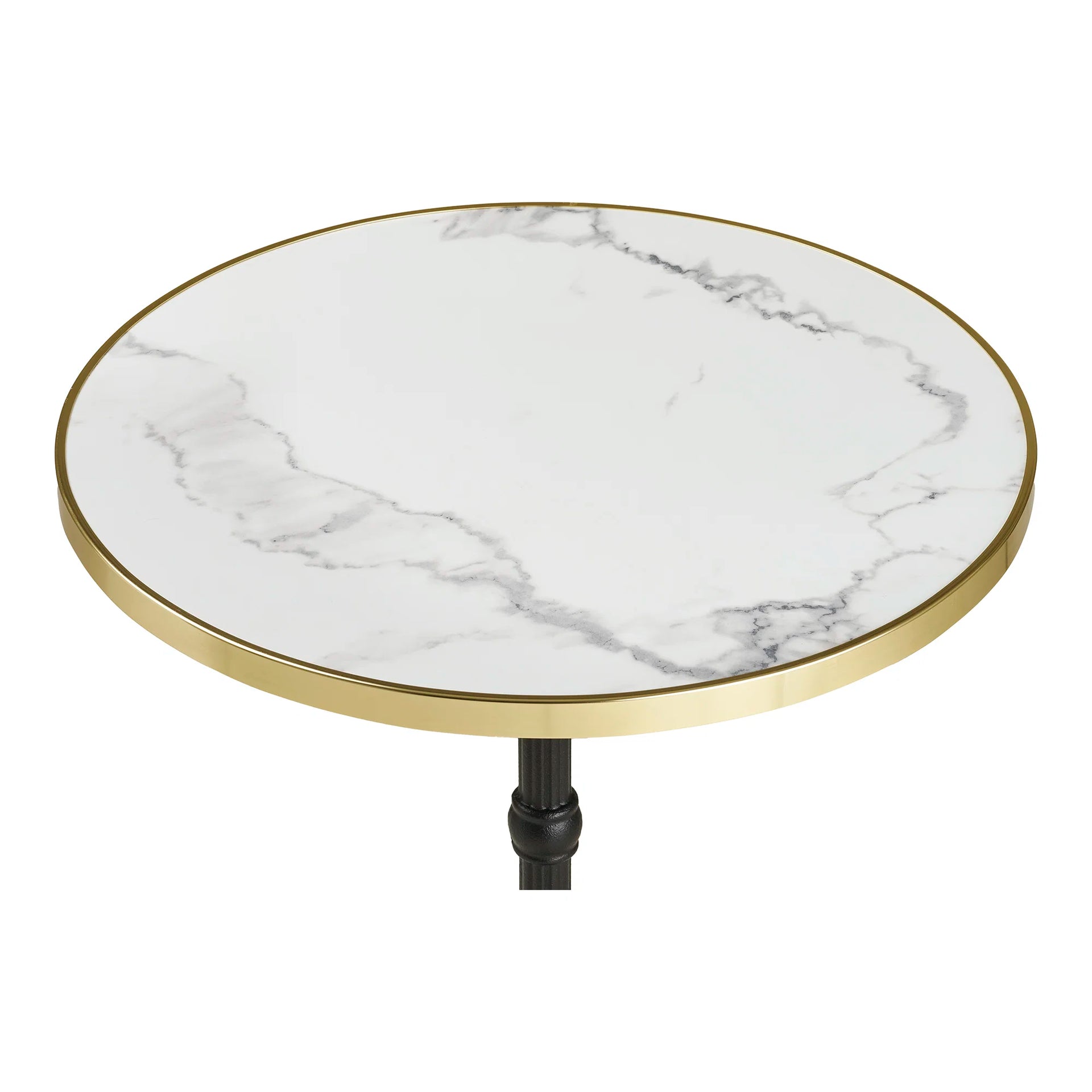 Masă de bistro - fier turnat, placaj, laminat, aluminiu - alb / negru