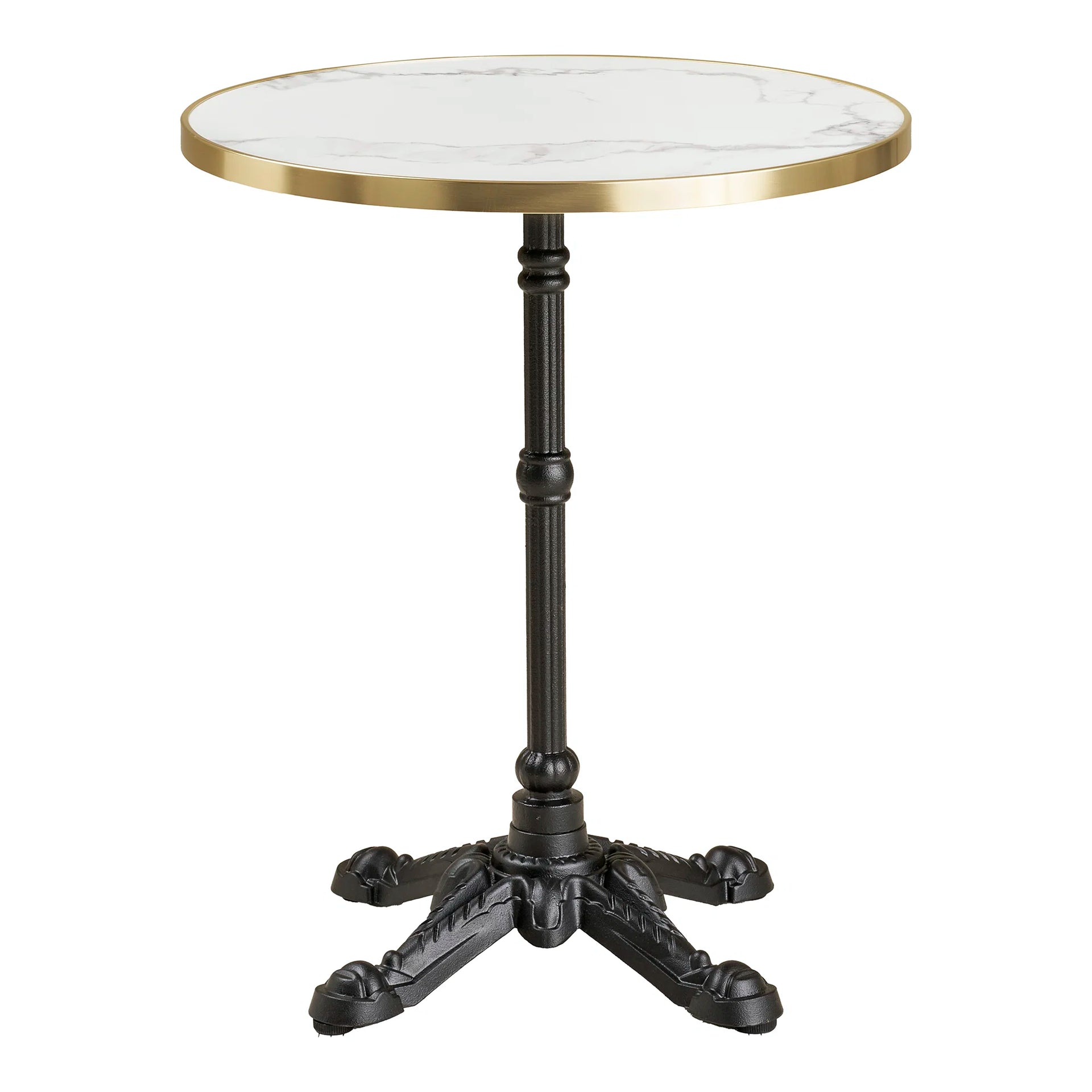 Masă de bistro - fier turnat, placaj, laminat, aluminiu - alb / negru