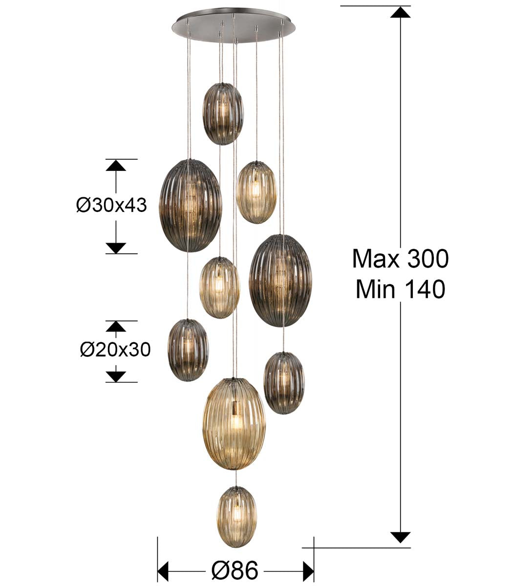 LAMPĂ OVILA 9L. FUM, COGNAC DIMM.