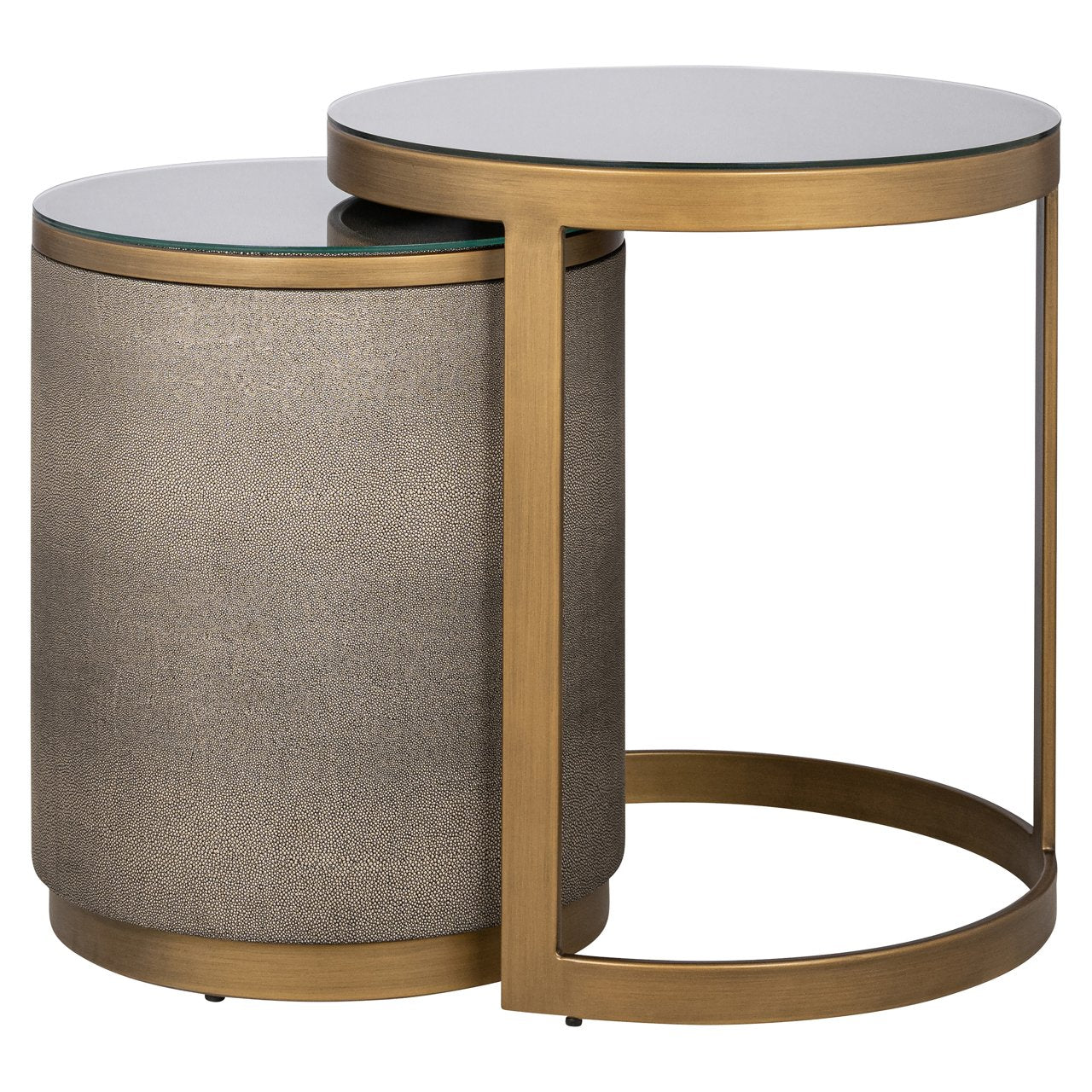 End Table Bloomville Brass Shagreen Incl. Glass (Set Of 2)