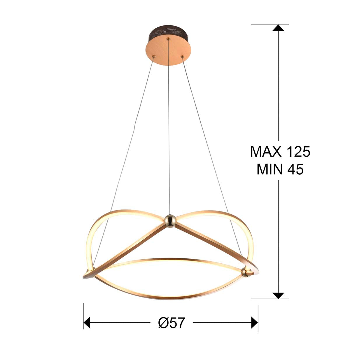 Lampă LED OCELLIS 60 cm, auriu-roz