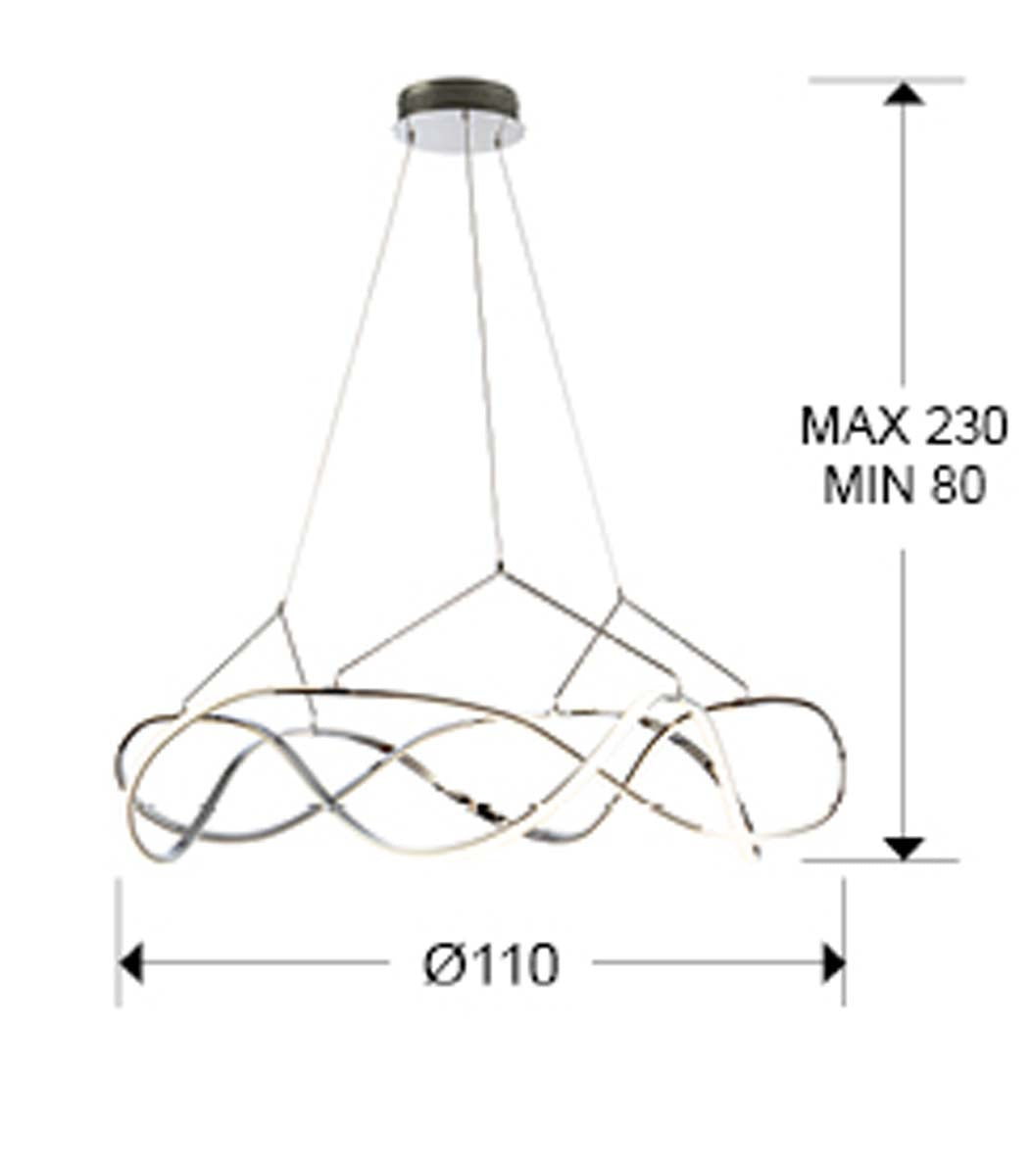 Lampă LED Molly 100 cm crom, reglabilă intensitate
