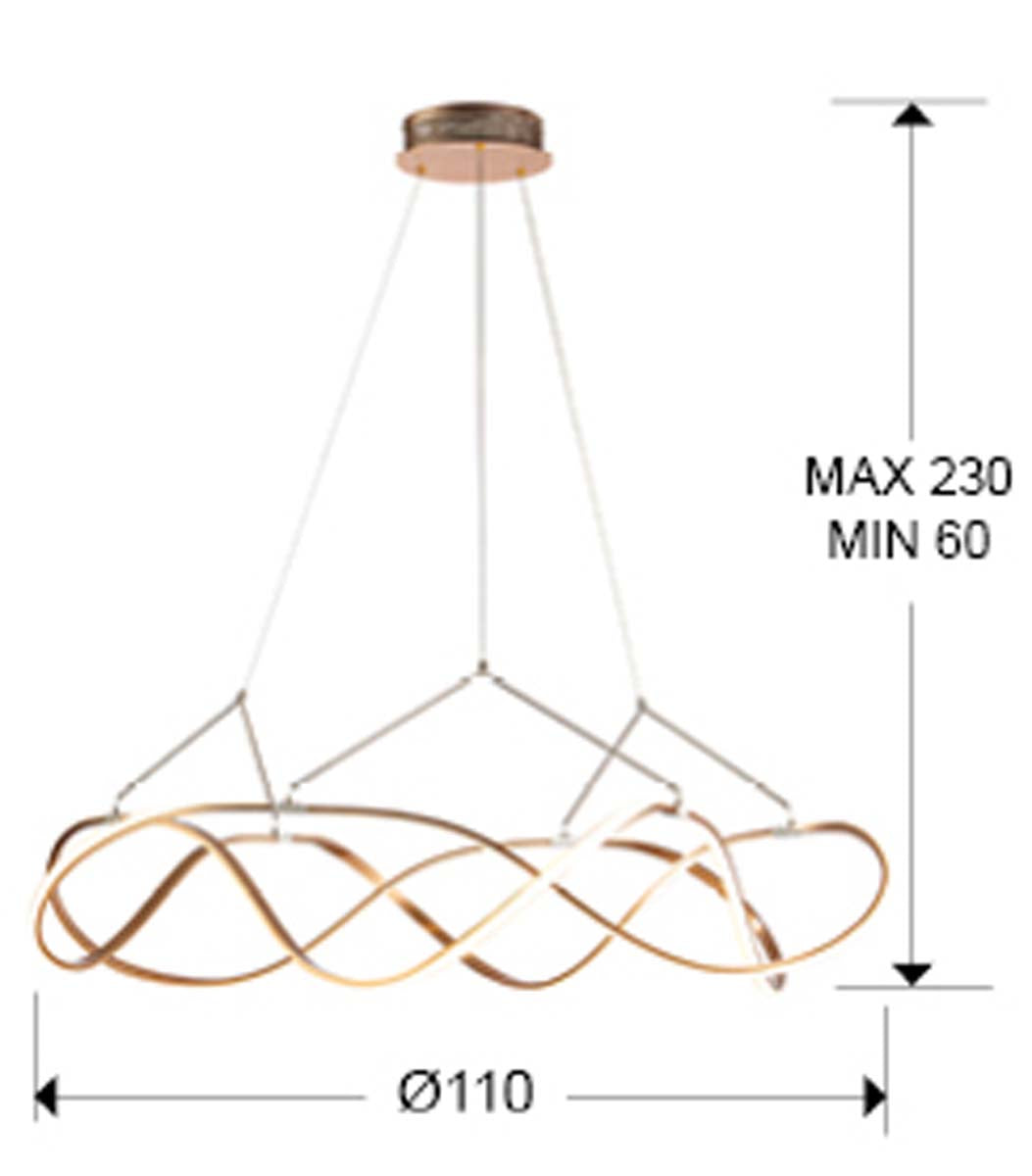 Lampă LED Molly 110 cm, auriu-roz