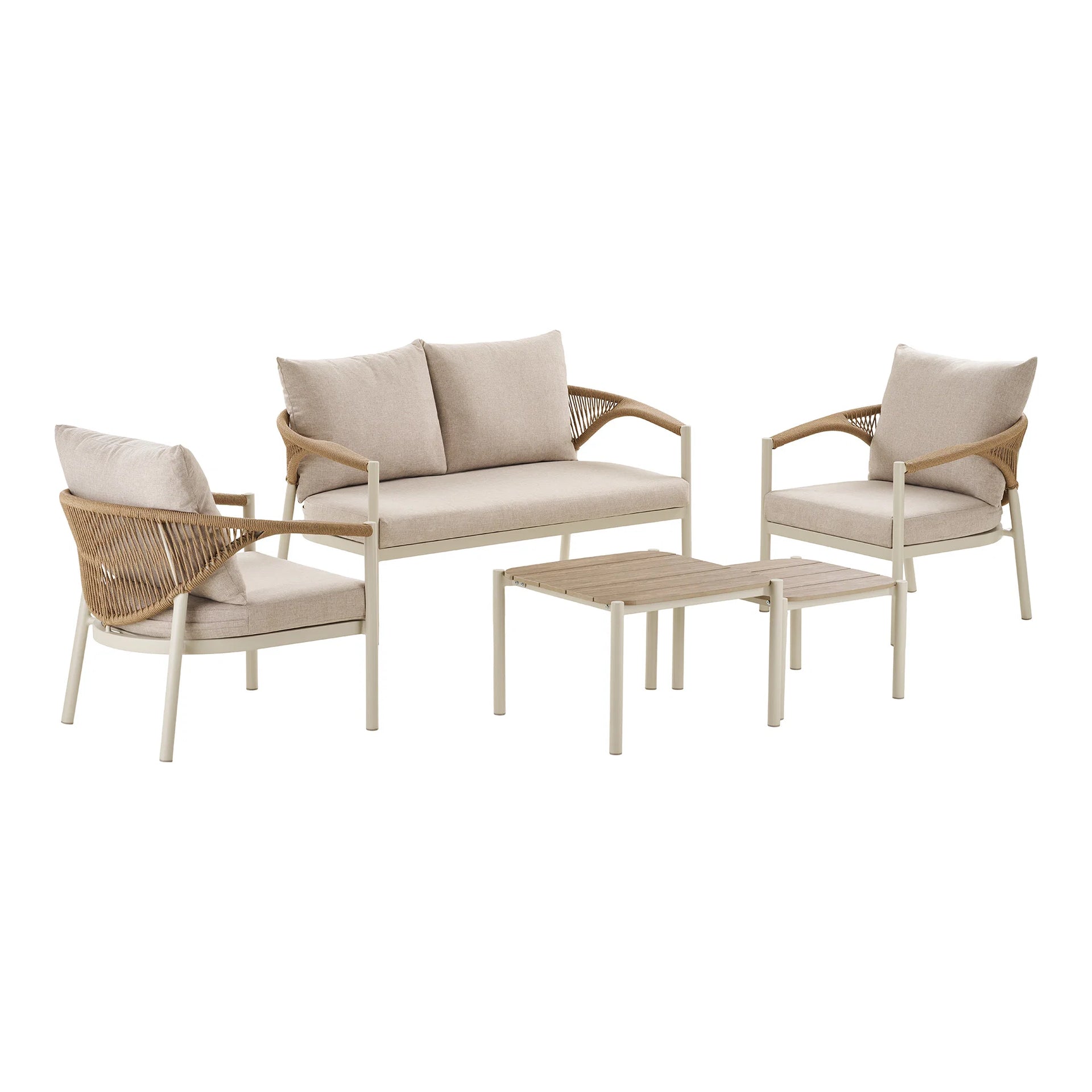 Set Abela Lounge - Nonwood (PE), aluminiu, poliester - nisip / natural