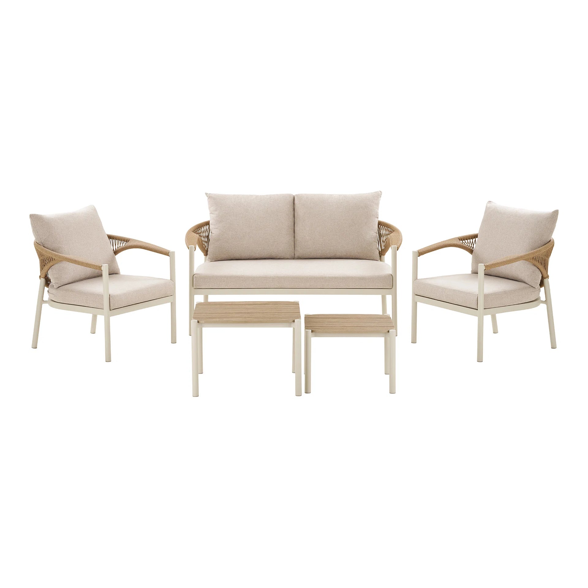 Set Abela Lounge - Nonwood (PE), aluminiu, poliester - nisip / natural