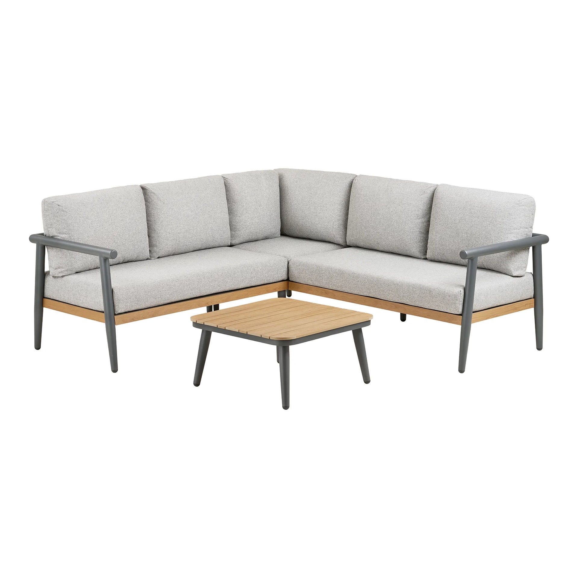 Setul Comillas Corner Lounge - Nonwood (PE), aluminiu, poliester - gri beige