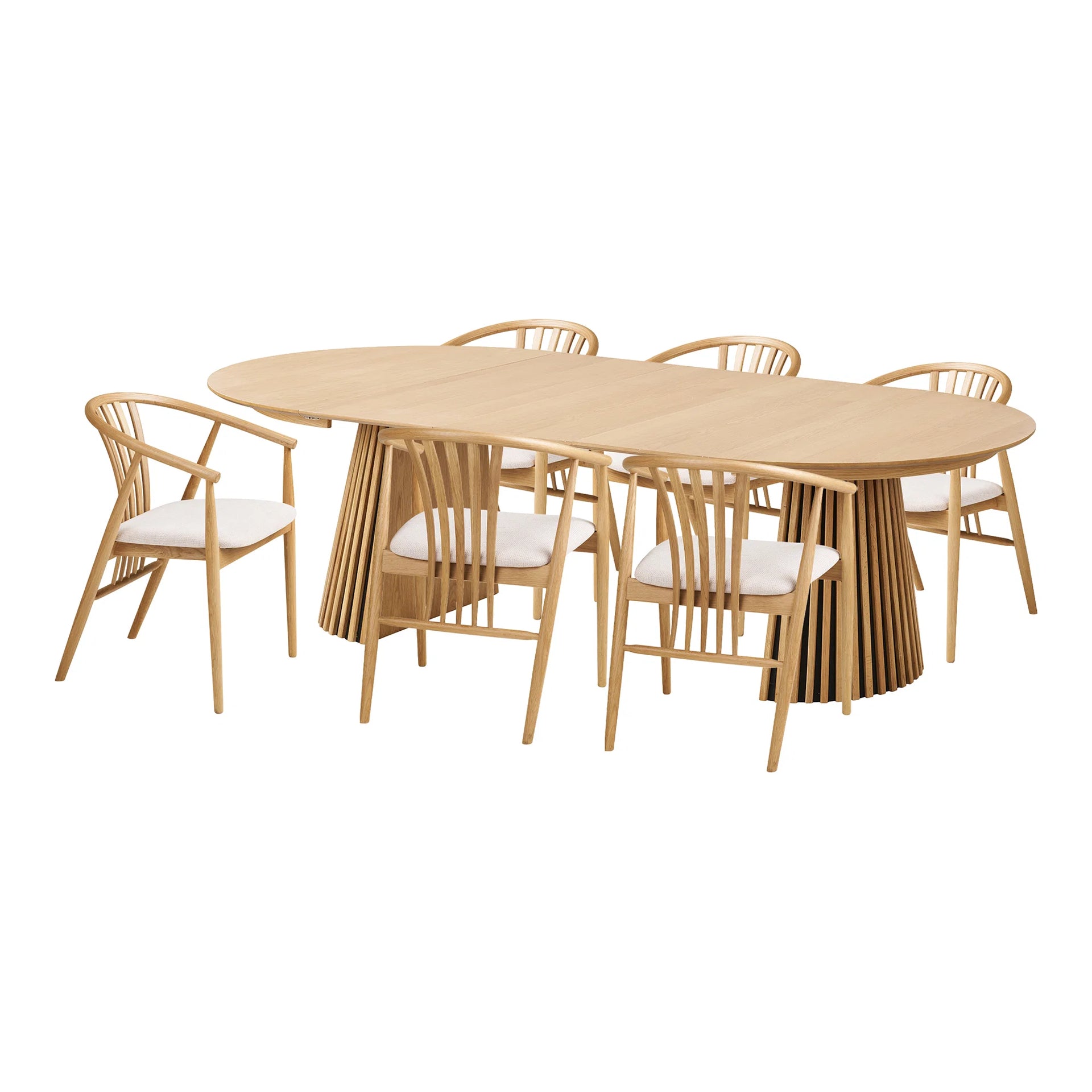 Set de mese Osaka și Agustin - furnir de stejar, MDF, lemn de stejar - Stejar / Natura