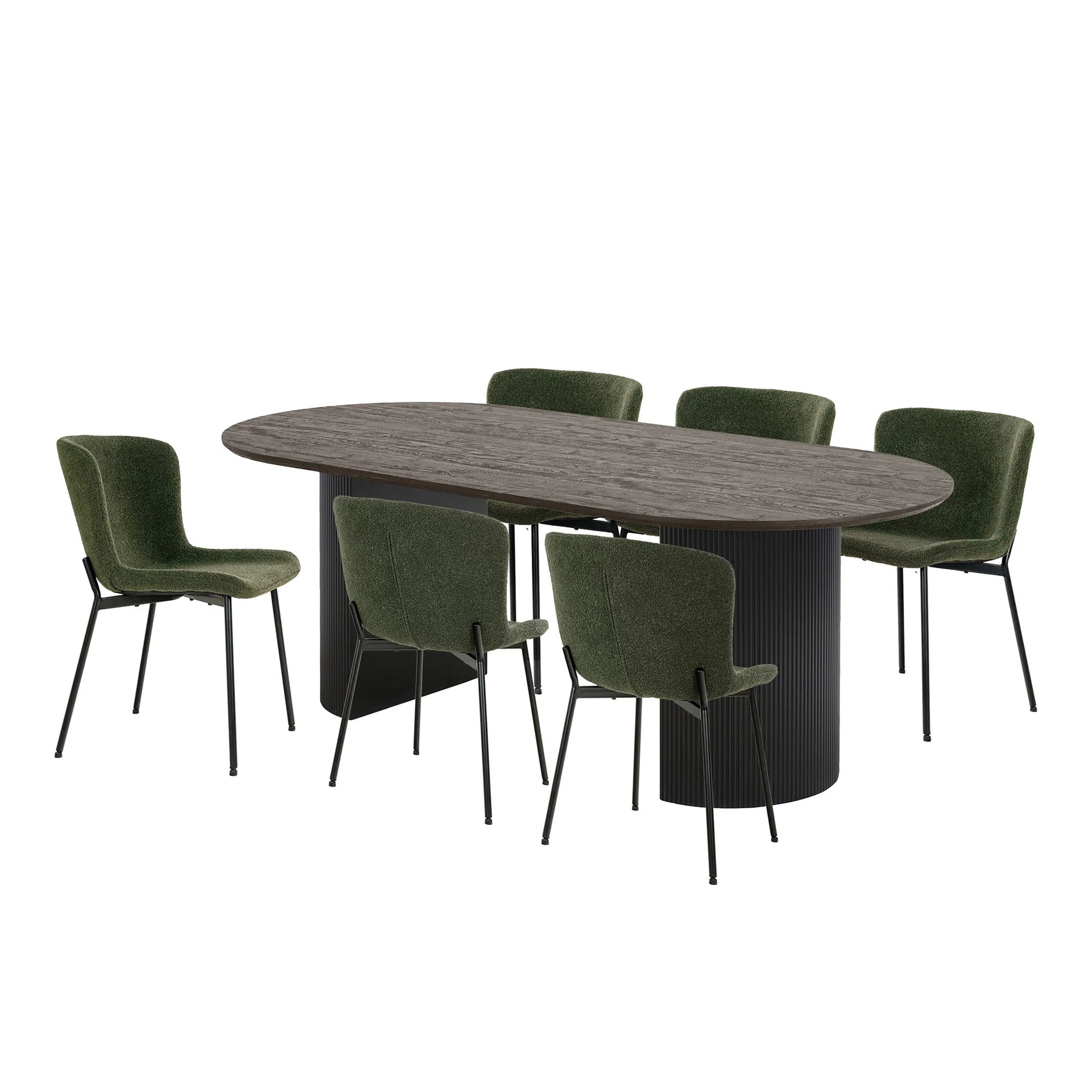 Set de mese Boavista și Maceda - MDF, hârtie decorativă, spumă, poliester, oțel - maro închis / verde închis