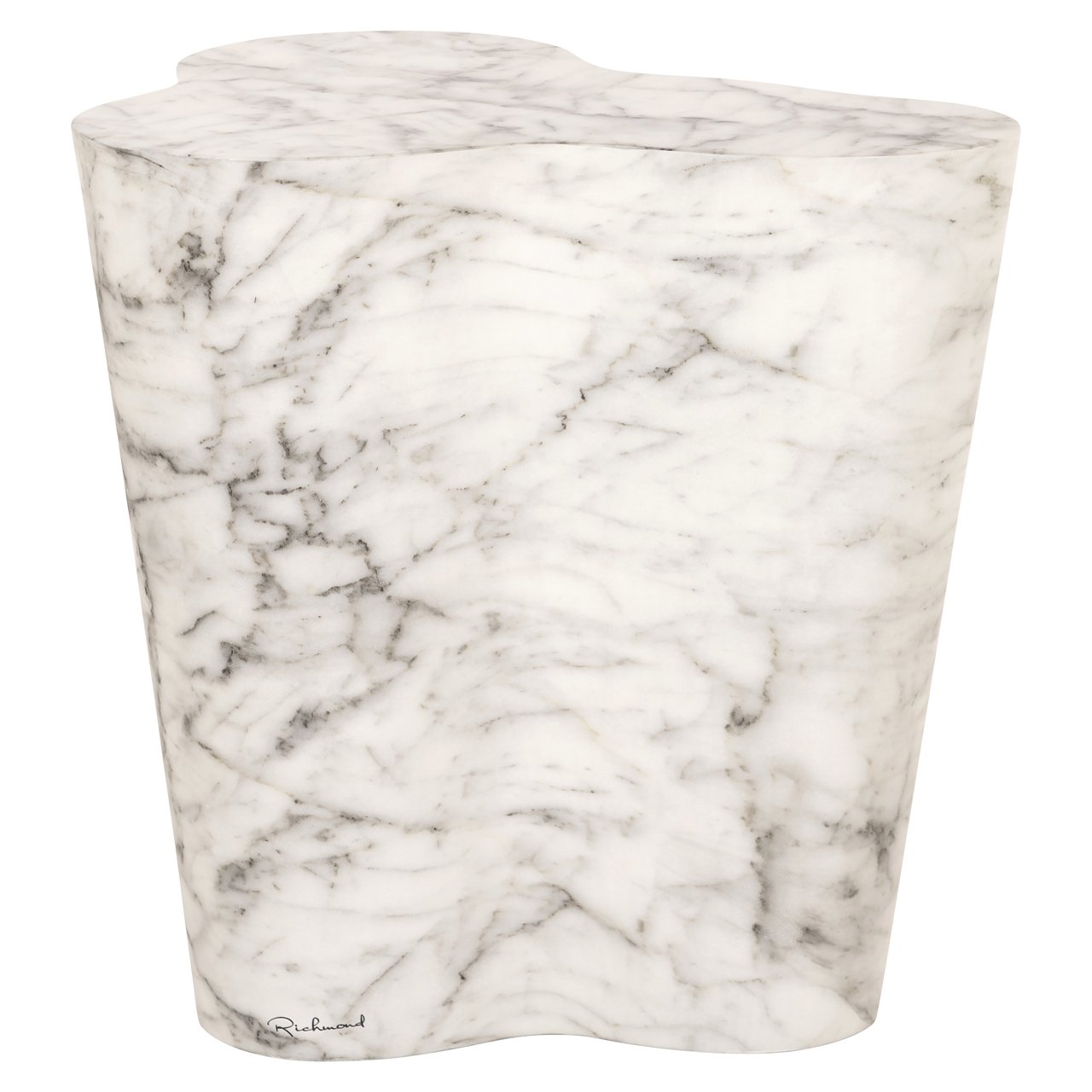 Outdoor End Table Rockyard White Marble Look