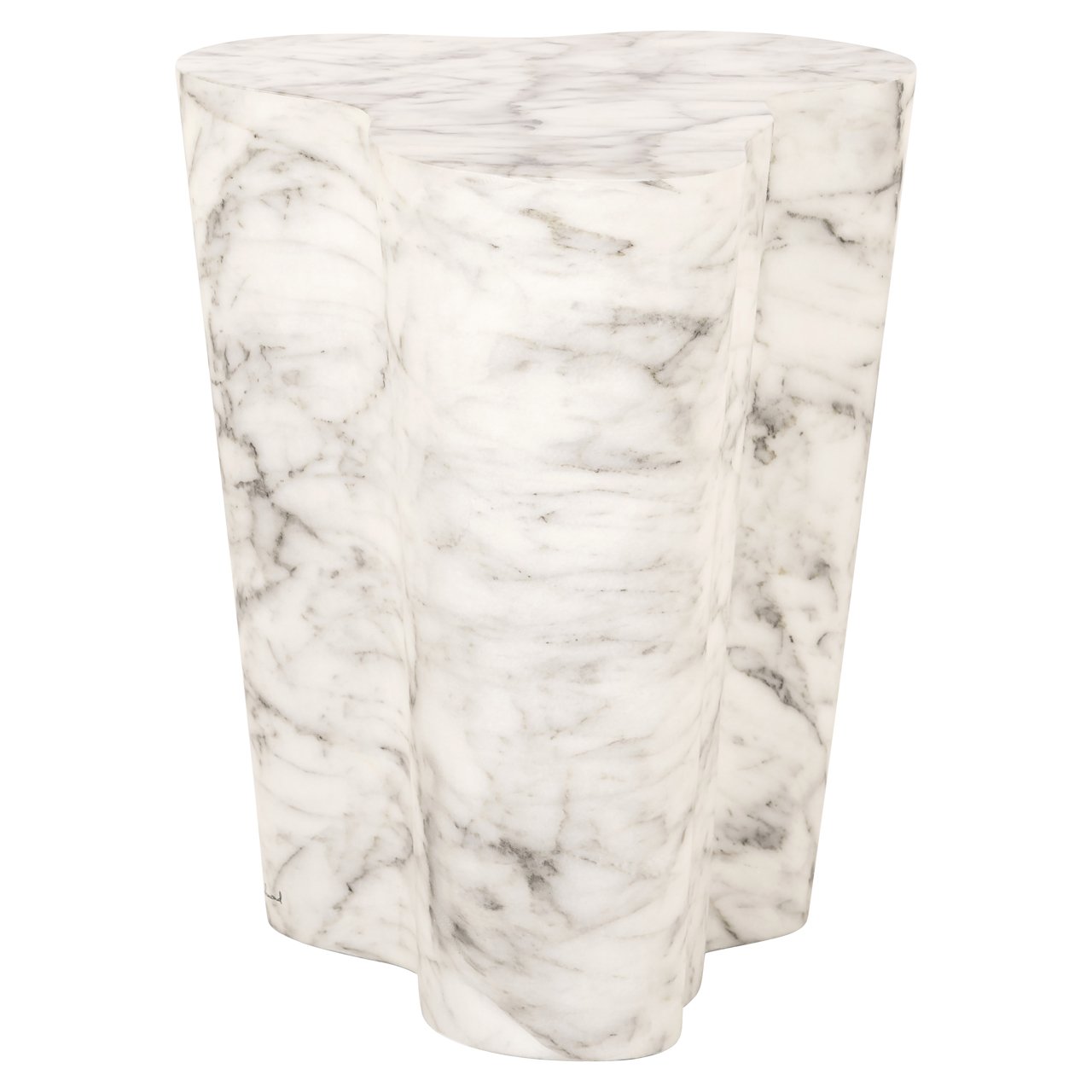 Outdoor End Table Rockyard White Marble Look