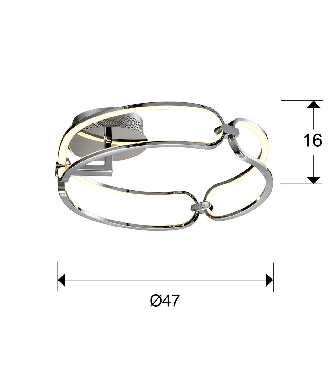 Lampă de tavan LED COLETTE 47 cm, crom