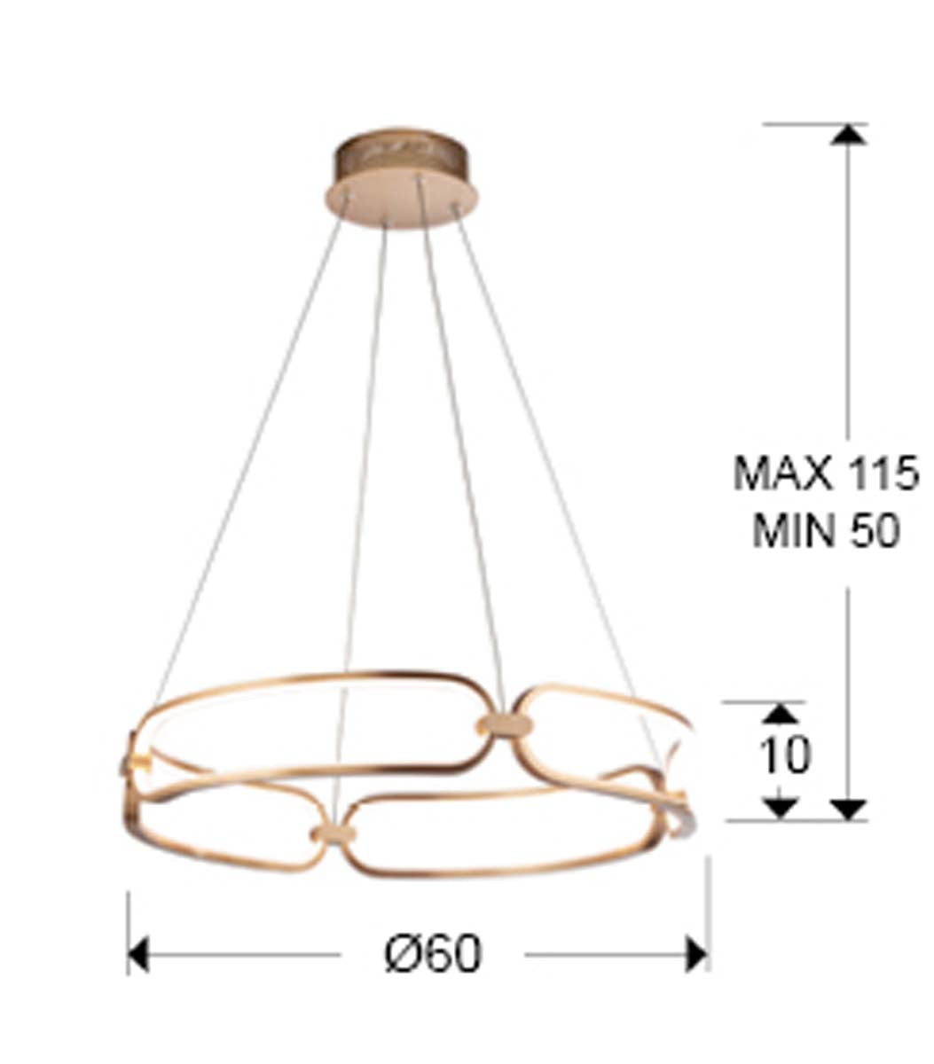 Lampă LED COLETTE 60 cm auriu-roz, reglabilă