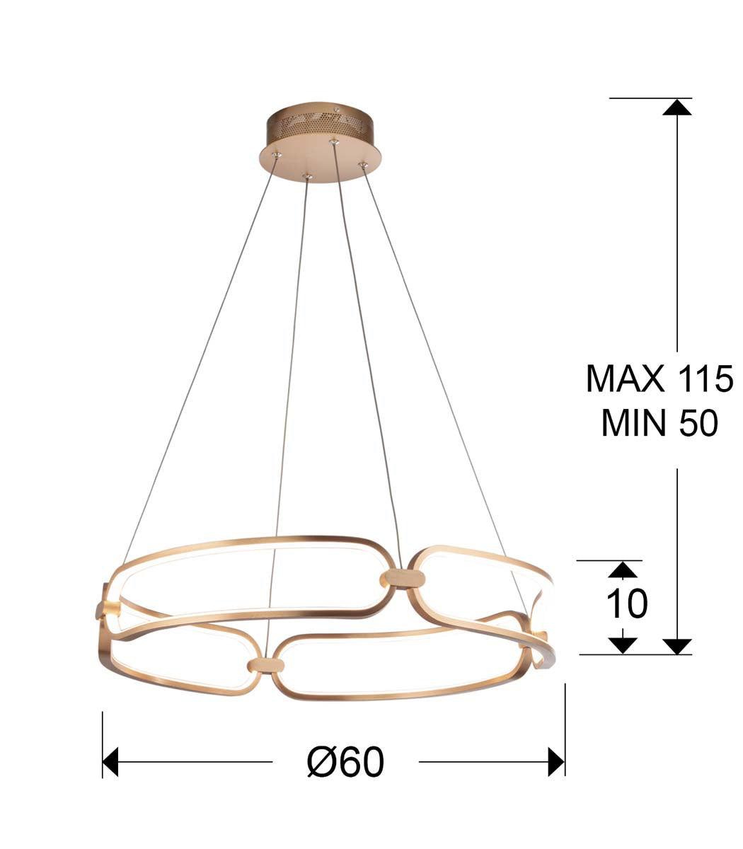Lampă LED COLETTE, 60 cm, auriu-roz