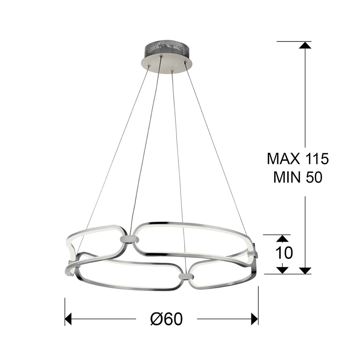 Lampă LED COLETTE, 60 cm, crom