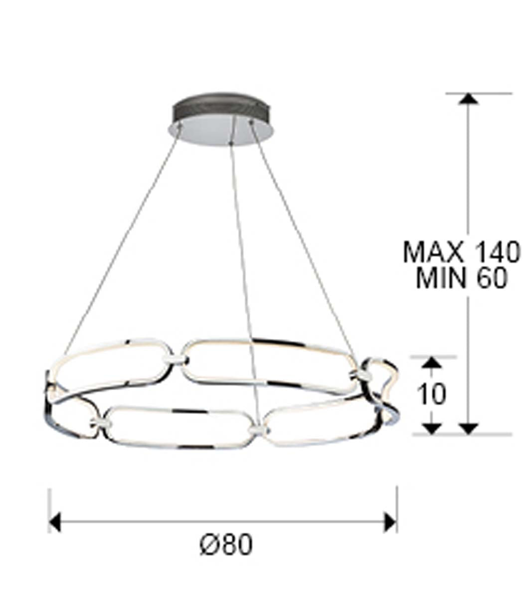 Lampă LED COLETTE 80 cm, crom