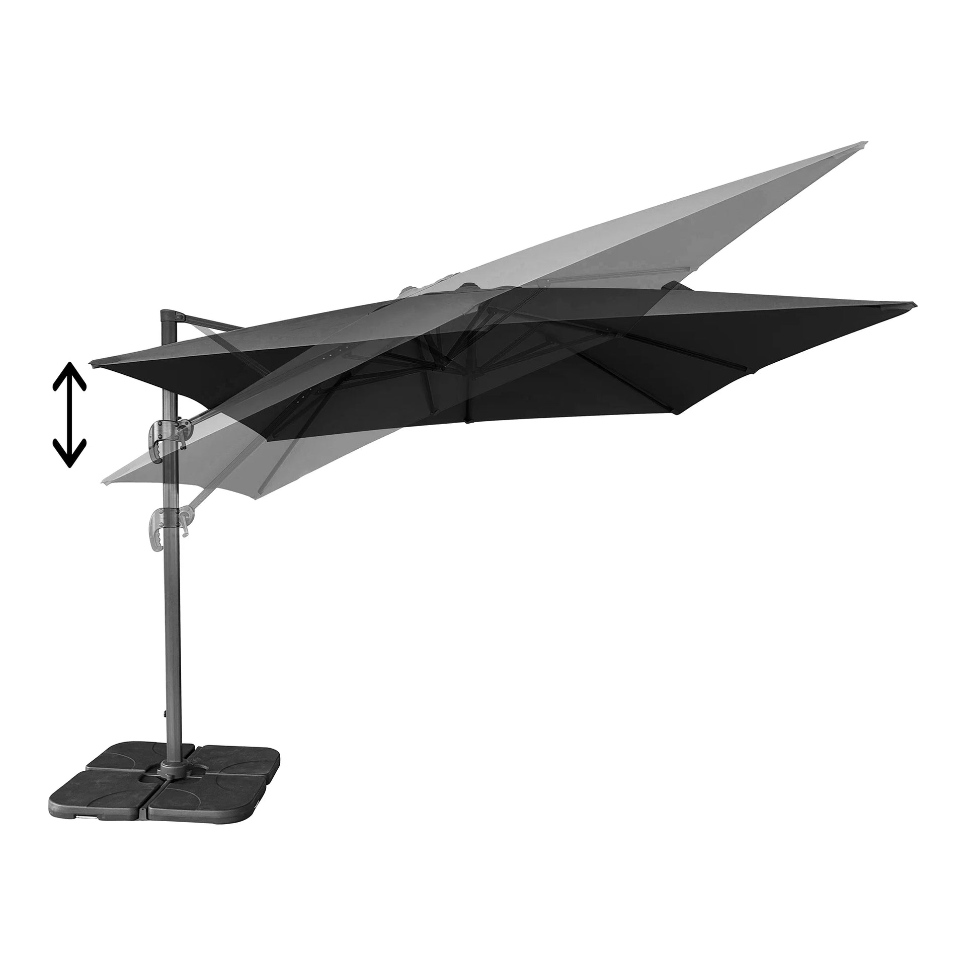 Baza umbrelă suspendată - aluminiu, poliester - negru