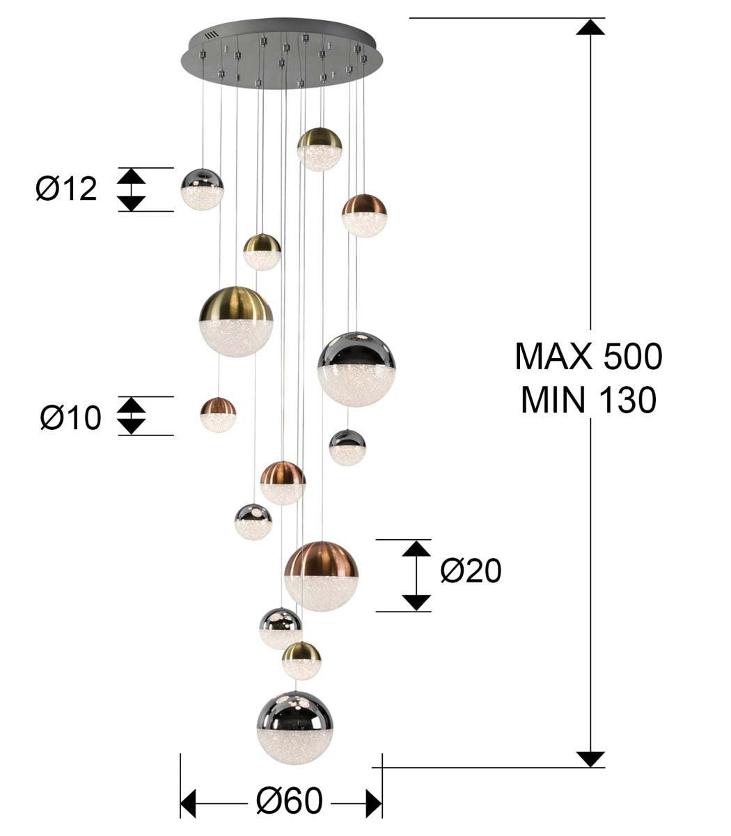 LAMPĂ SFERA 14L. 60 cmx500, DIMABILĂ