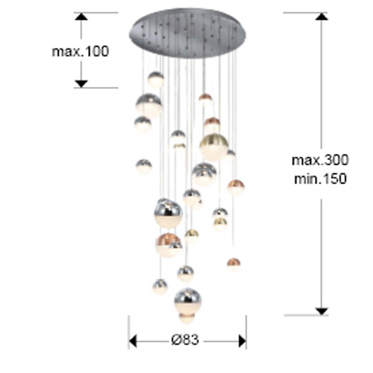 LAMPĂ LED SFERA 27L 80 cm DIMABILĂ