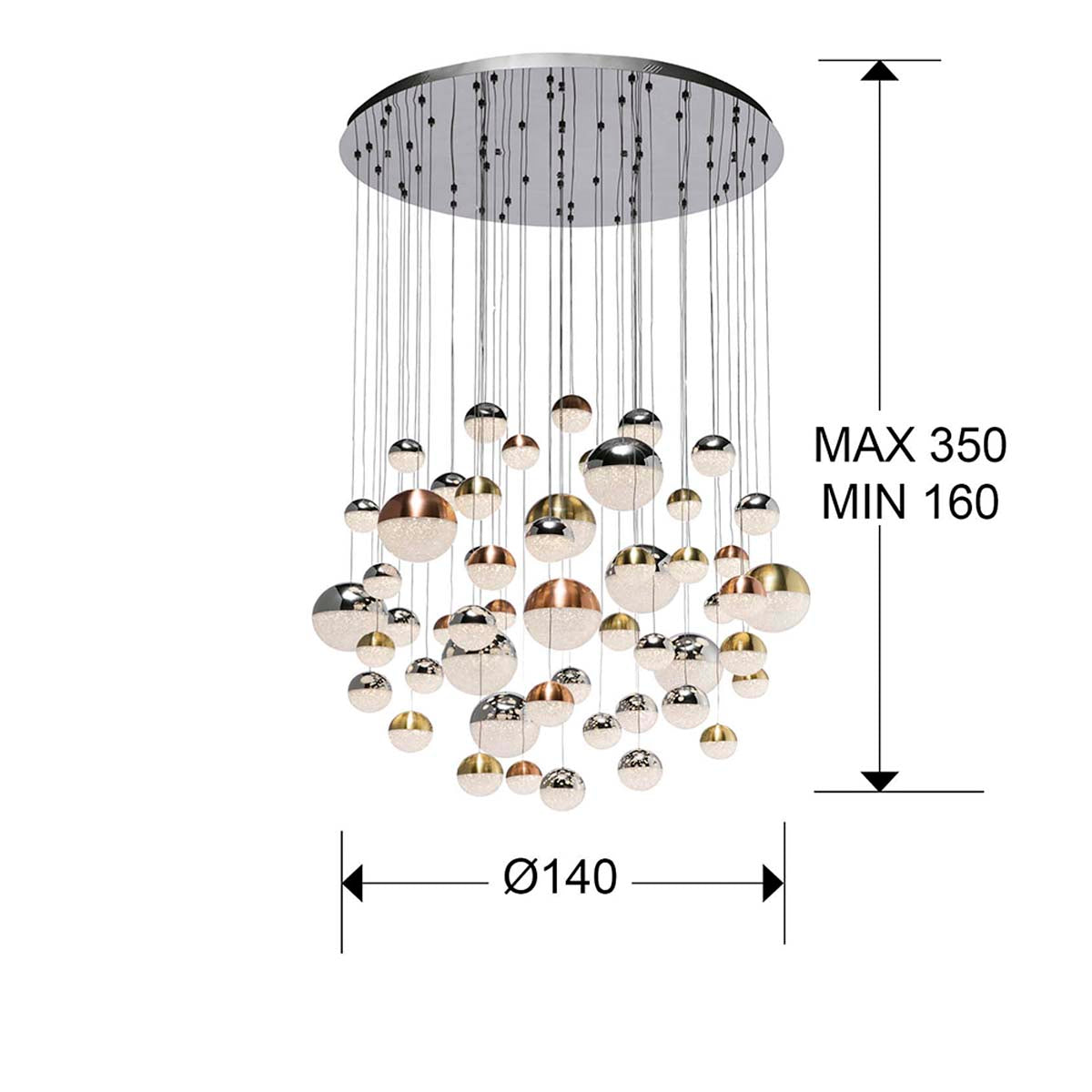 LAMPĂ SFERA 140 cm, 55L. CU INTENSIUNE INTENSĂ REGLABILĂ