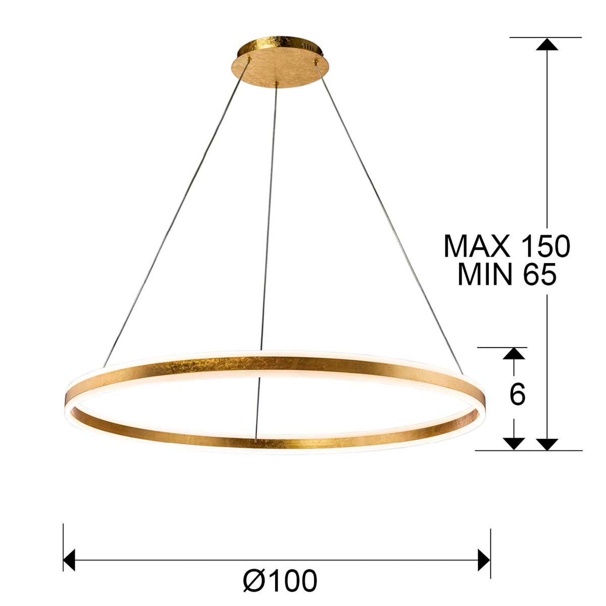 Lampă LED HELIA, aurie 100 cm