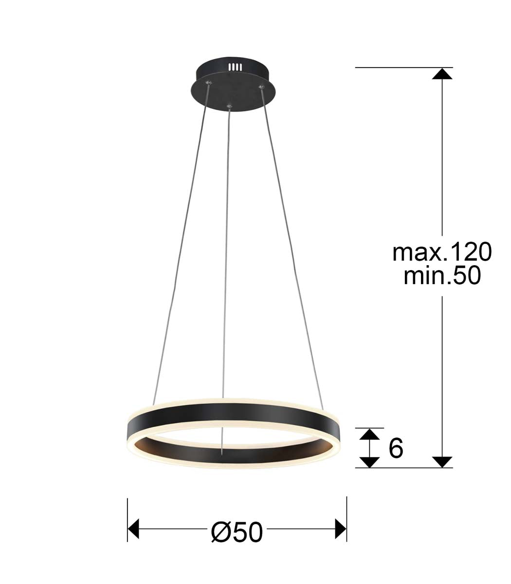 Lampă LED HELIA 50 cm, negru mat