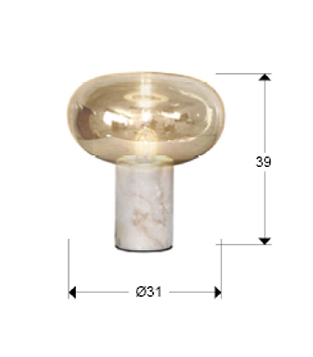 Lampă de masă Fungi 1L, marmură albă