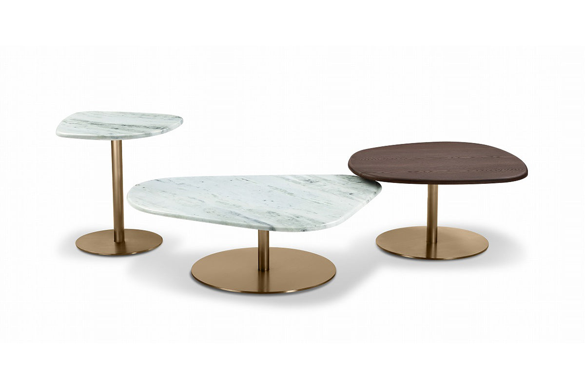 Masă de Cafea Mia - Marmură Albastru și Picioare Aluminiu Periat