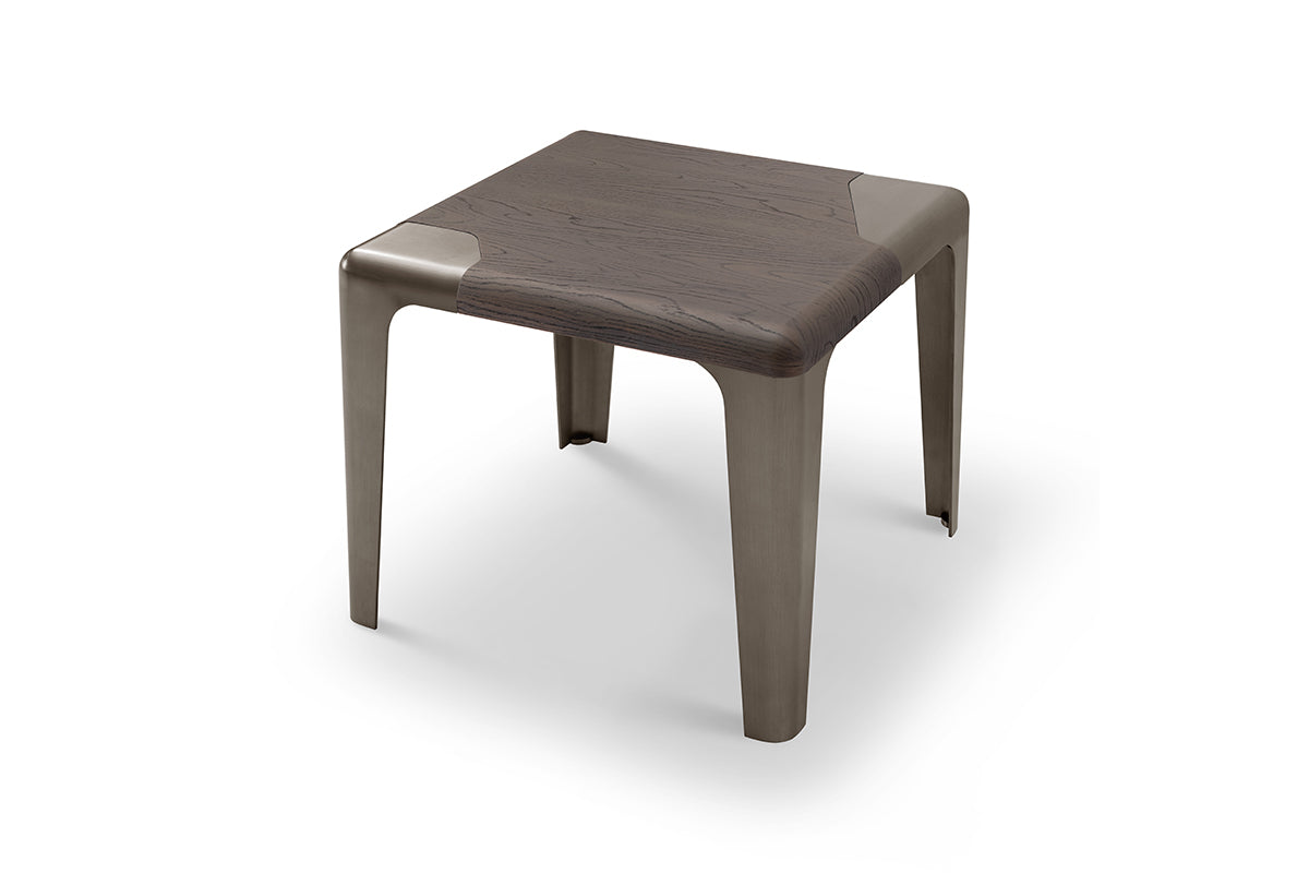 Masă de Colț Lully - Blat Ulin Gri și Picioare Nichel Periat