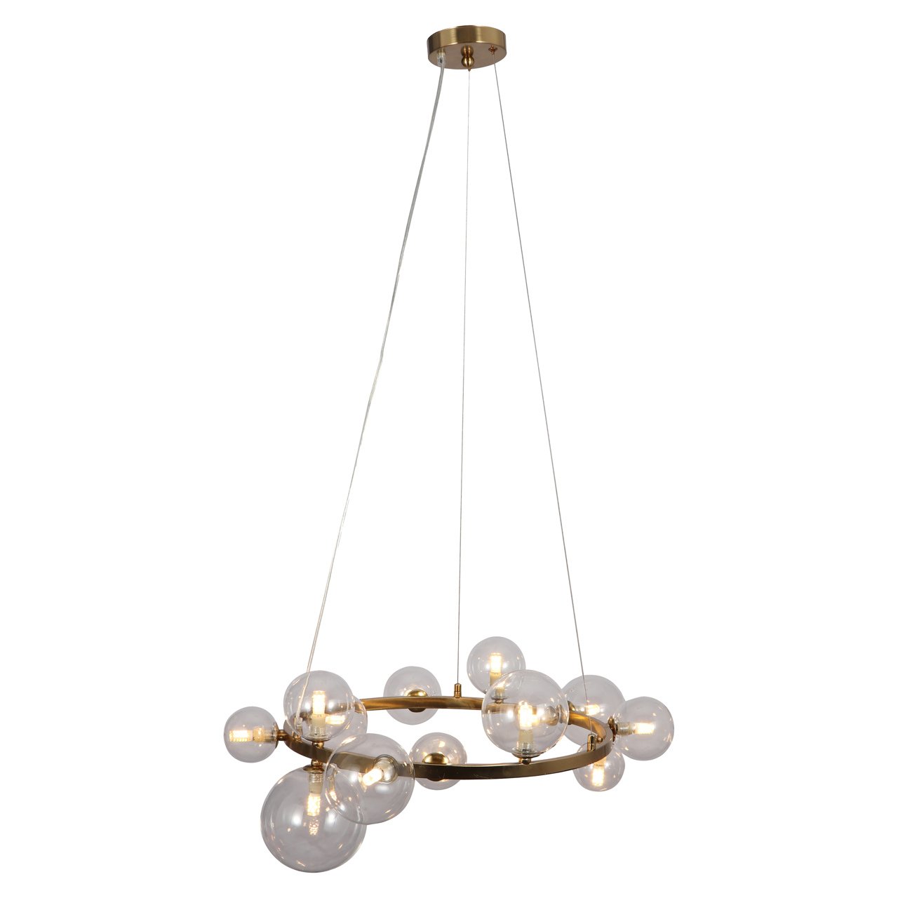 Lampadario Yosie in oro spazzolato - Design artistico e scultoreo
